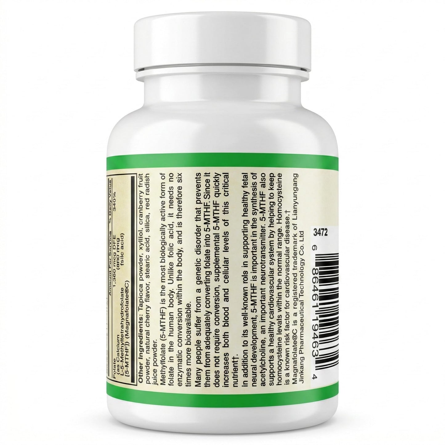 AlchePharma Coenzymated Methylfolate 1,360 mcg DFE - Bioactive L-5-MTHF Chewable 60 Lozenges