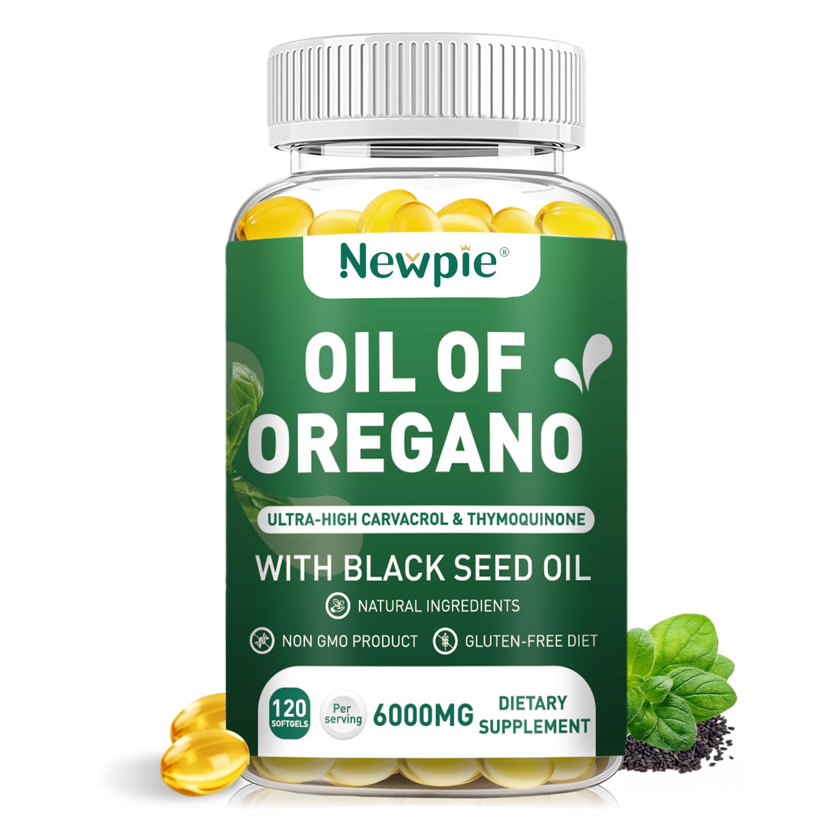 Blltzzz Newpie Oil of Oregano with Black Seed Oil Softgel 120 Softgels