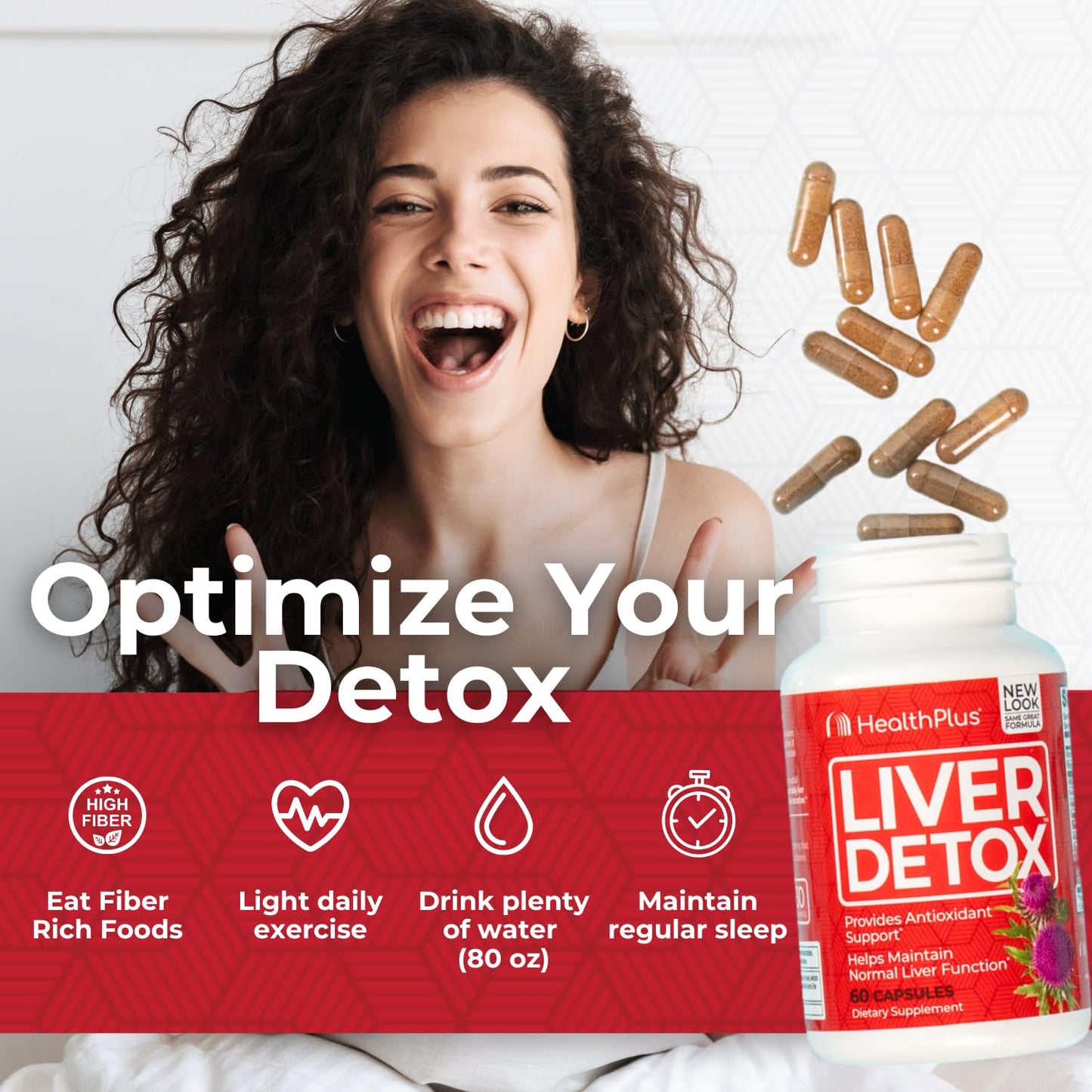 Health Plus Liver Detox Natural Herbal Liver Support & Detox Supplement with Milk Thistle, Dandelion and Turmeric Root, 60 Capsules