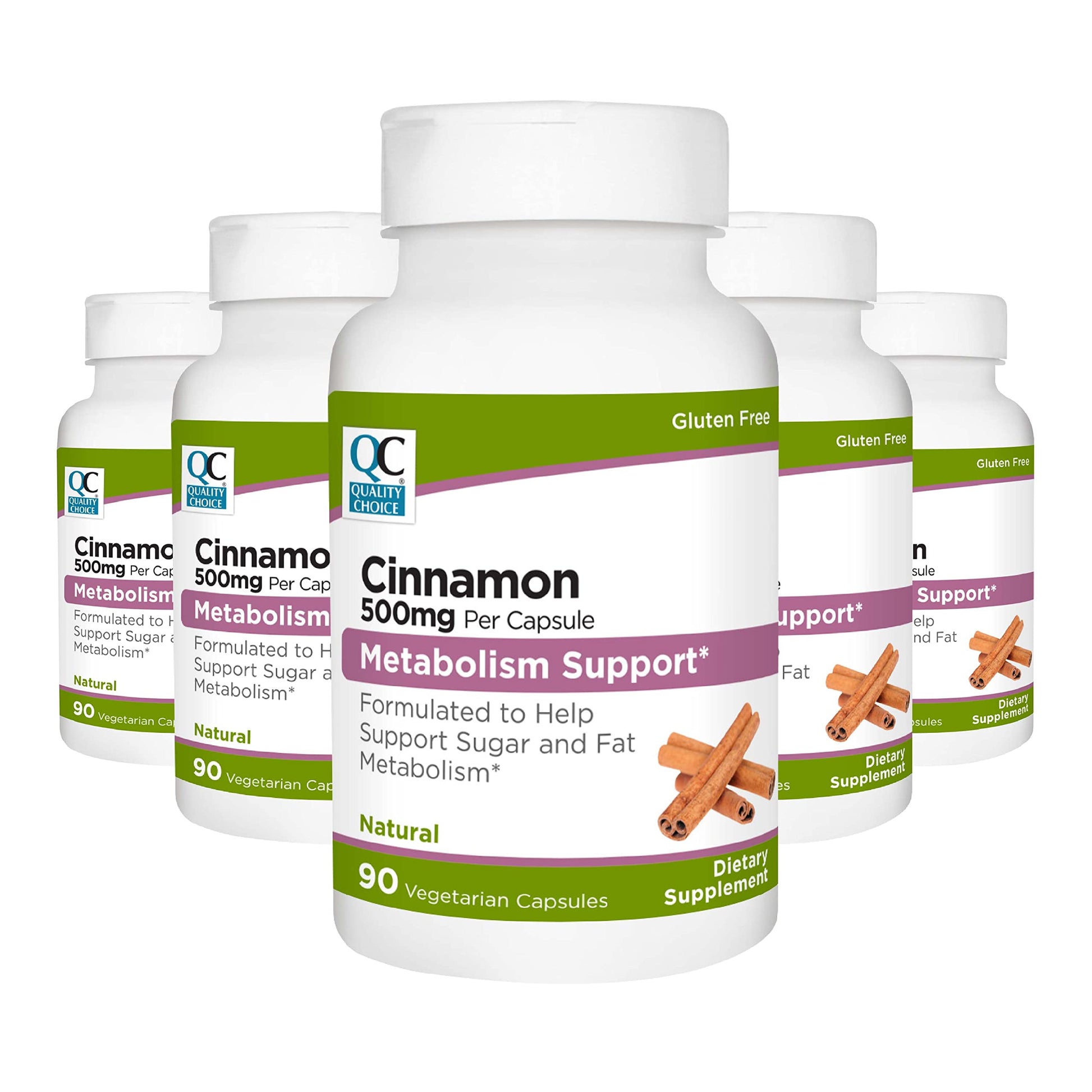 Quality Choice Cinnamon 500 mg Vegetarian Metabolism Support Dietary Supplement Capsule, 450 Count