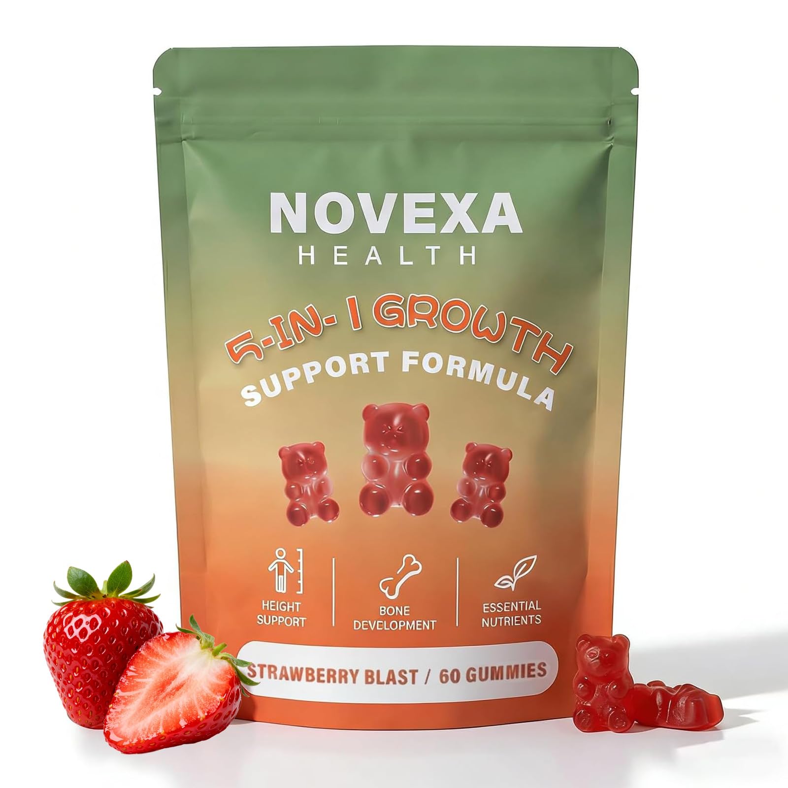 Novexa Health Novexa Growth Gummies, Gummy, 60-Count, with Vitamin D3 & K2