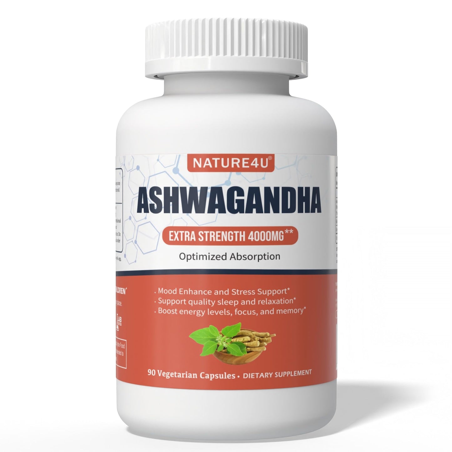 Nature4U Ashwagandha 4000mg Extra Strength Capsules, 90 Count