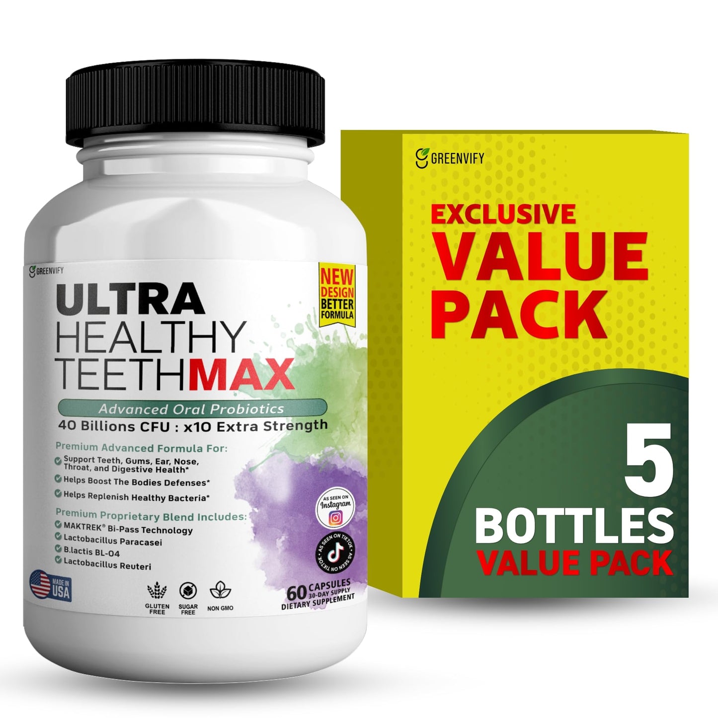 GREENVIFY Ultra Healthy Teeth Max Probiotic Supplement Capsule 300
