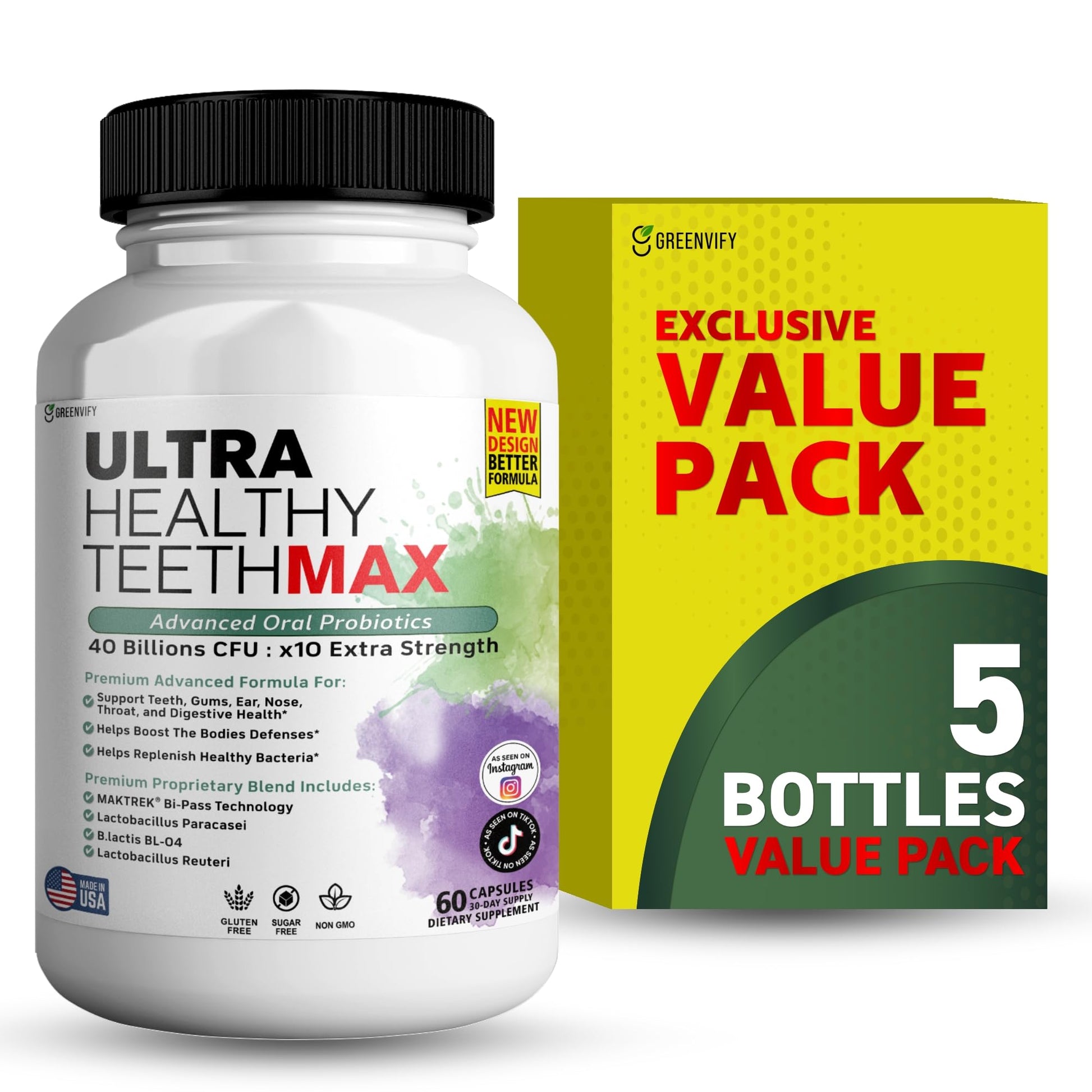 GREENVIFY Ultra Healthy Teeth Max Probiotic Supplement Capsule 300