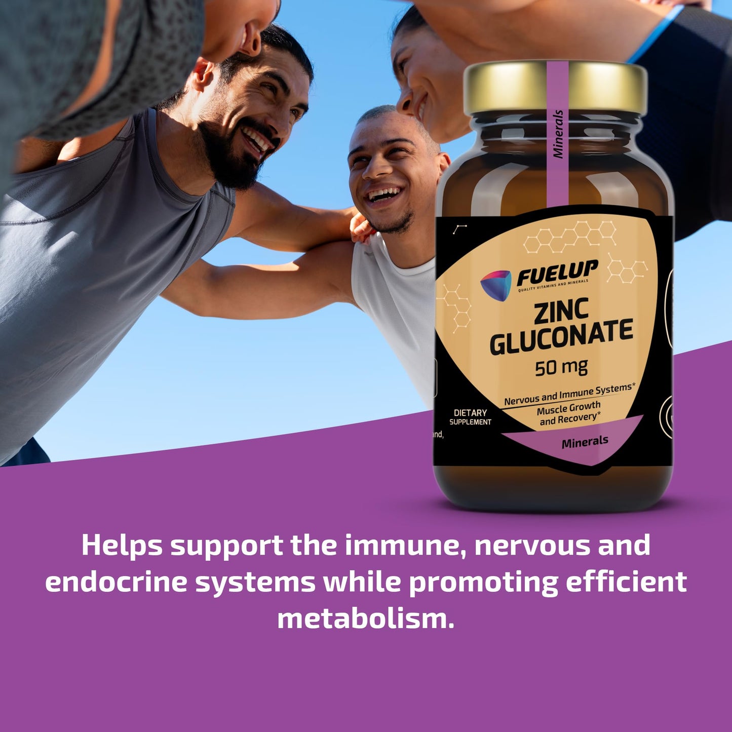 Fuelup Zinc Gluconate 50 mg Tablets 100 Count