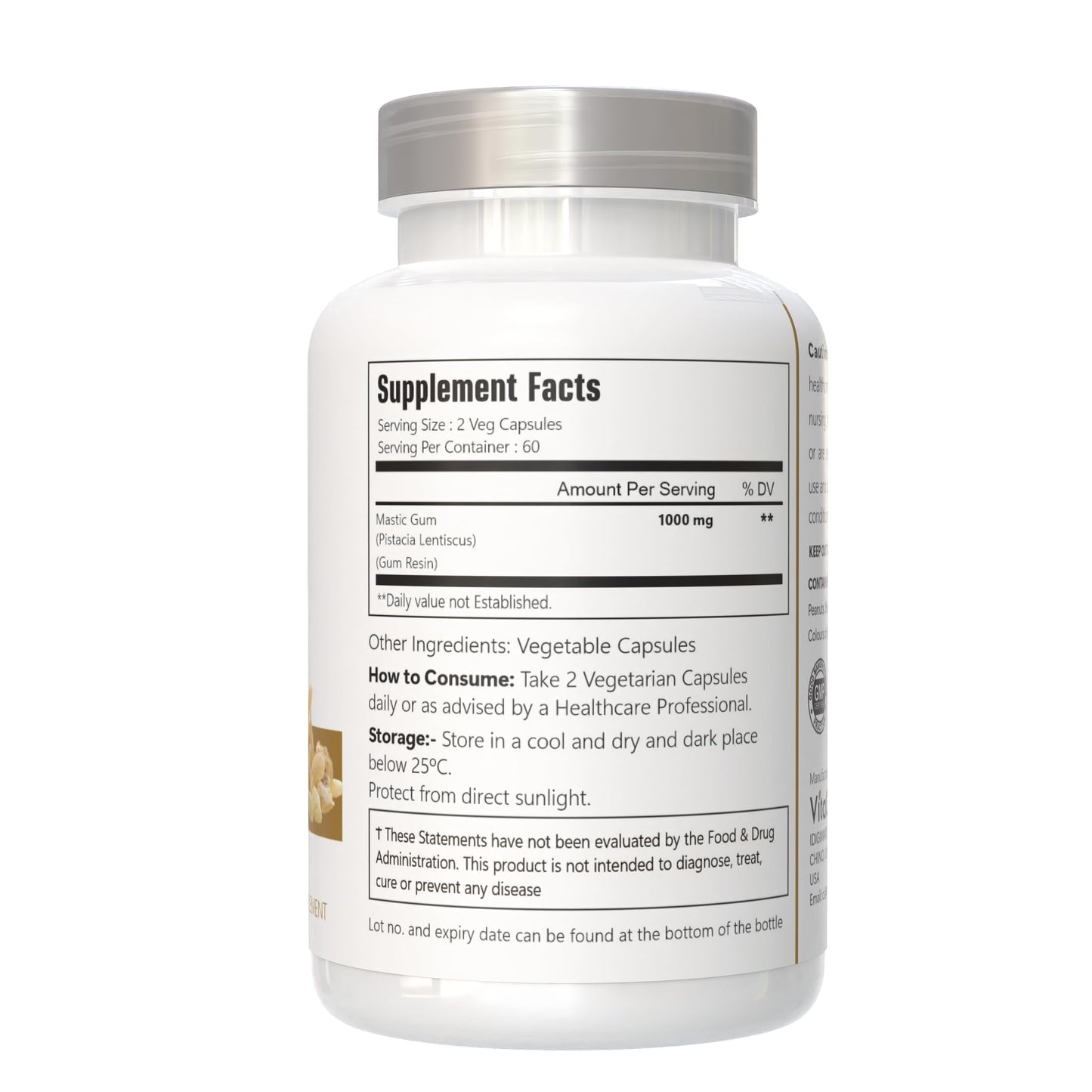VitaCosmoX Mastic Gum Capsules, 1000 mg, 120 Capsules