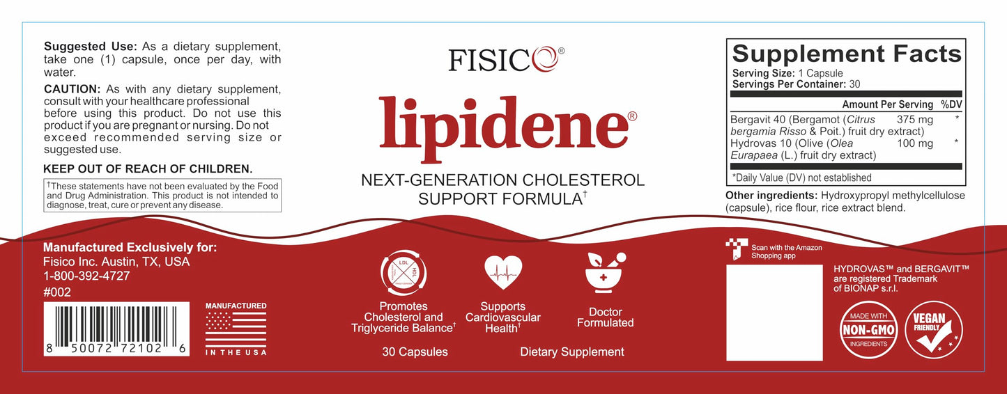 LIPIDENE Cholesterol Support & Heart Health Supplement – Lipid Balance, Cardiovascular Function, Heart Health, Circulation and Arterial Wellness, 30 Capsules
