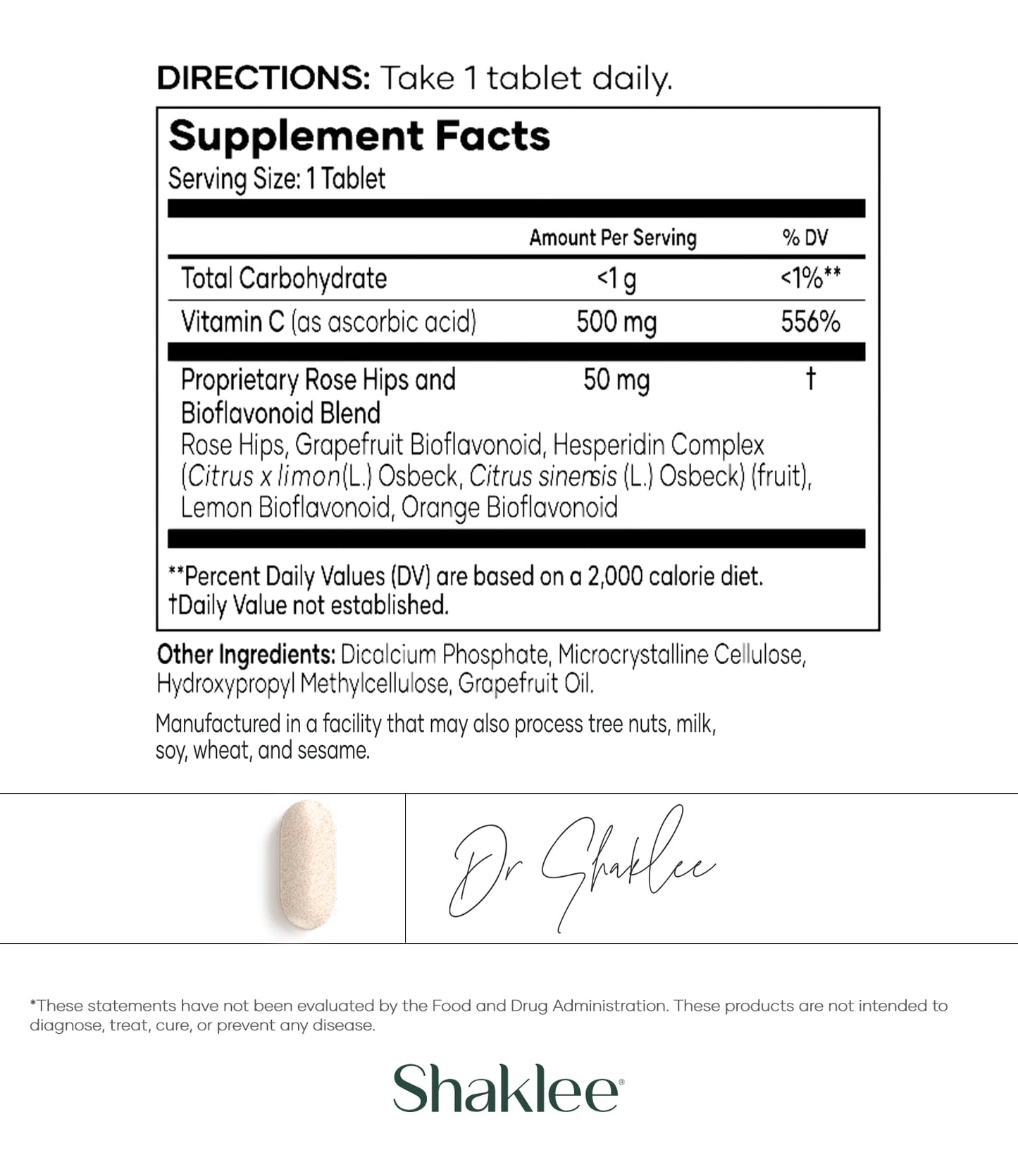 Shaklee Sustained Release Vita-C 500mg Tablet, 180 Tablets
