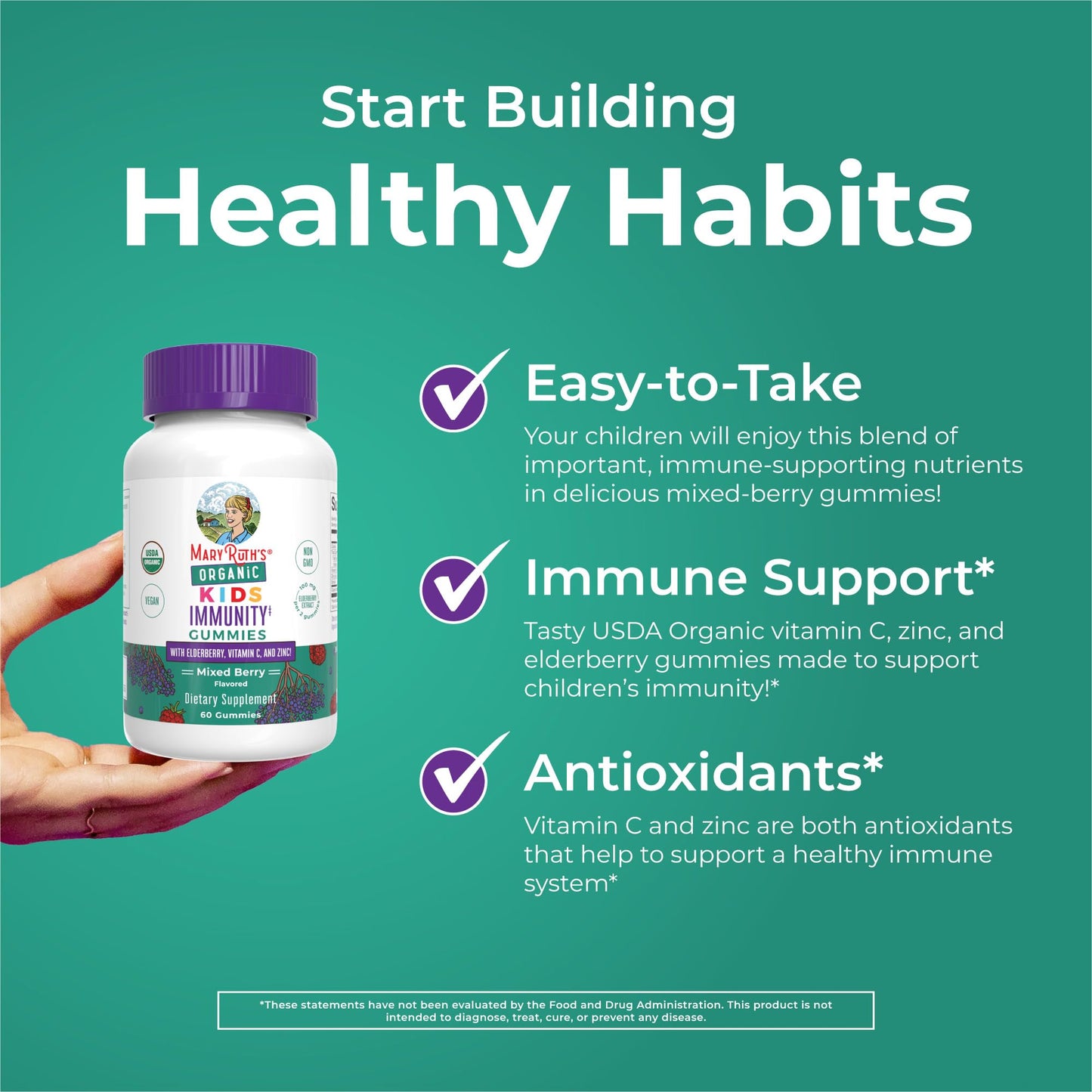 MaryRuth's Organics Kids Immune Support Gummies, 60 Count