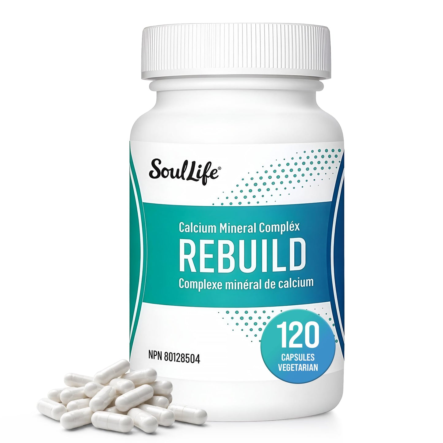 SoulLife Rebuild Calcium Mineral Complex with Magnesium - Vegetarian Capsules, 120 Capsules