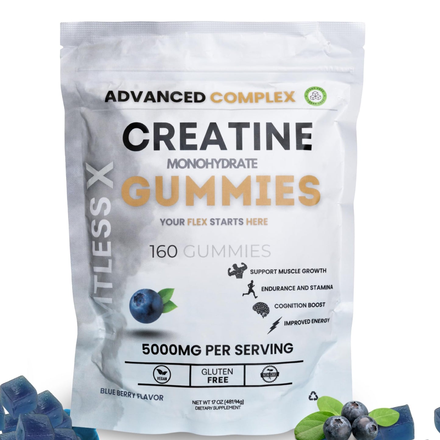 LMTLESS X Creatine Gummies Monohydrate with B12 160 Gummies