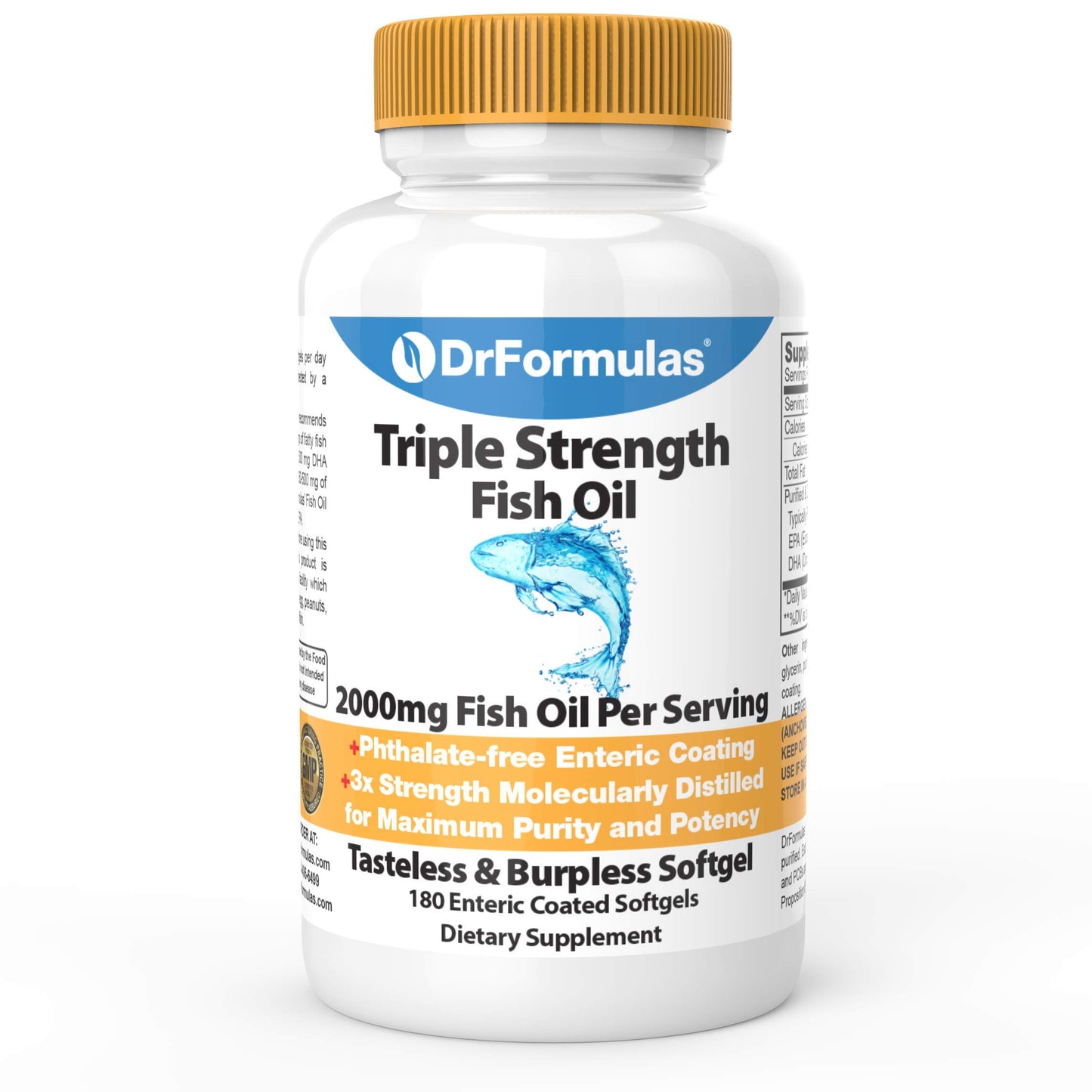 DrFormulas 2000mg Triple Strength Omega-3 Fish Oil with EPA and DHA Softgels 180