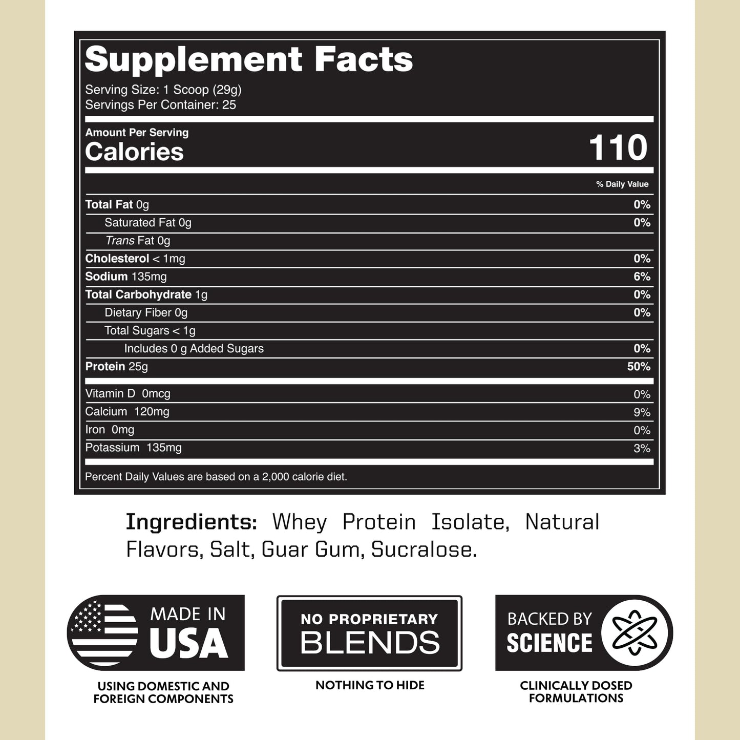 Outwork Nutrition Whey Isolate Protein Powder Vanilla, 28.92 Servings