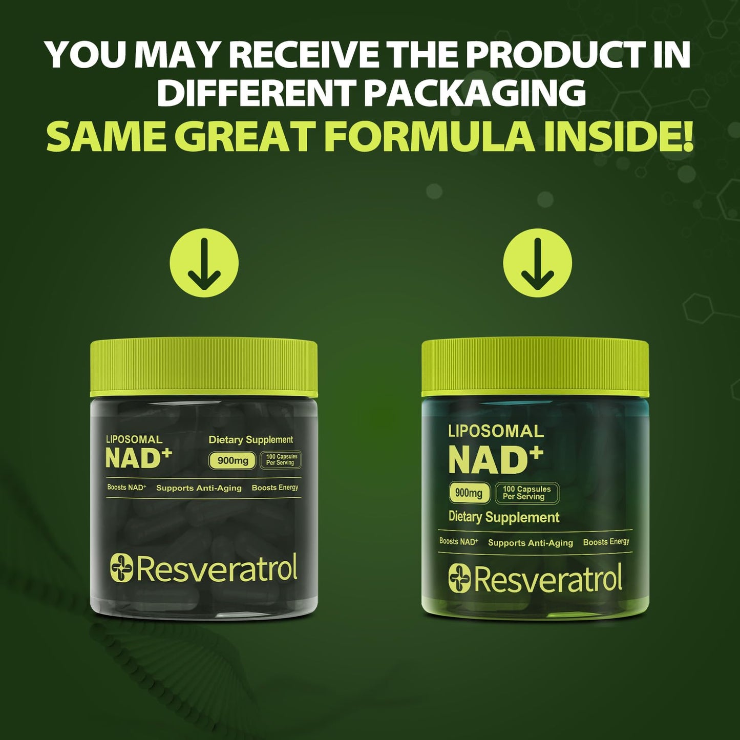 BOSNETHUINH NAD+ Supplement with Nicotinamide Riboside and Resveratrol, Liposomal NAD NMNH Alternative, 100 Capsules