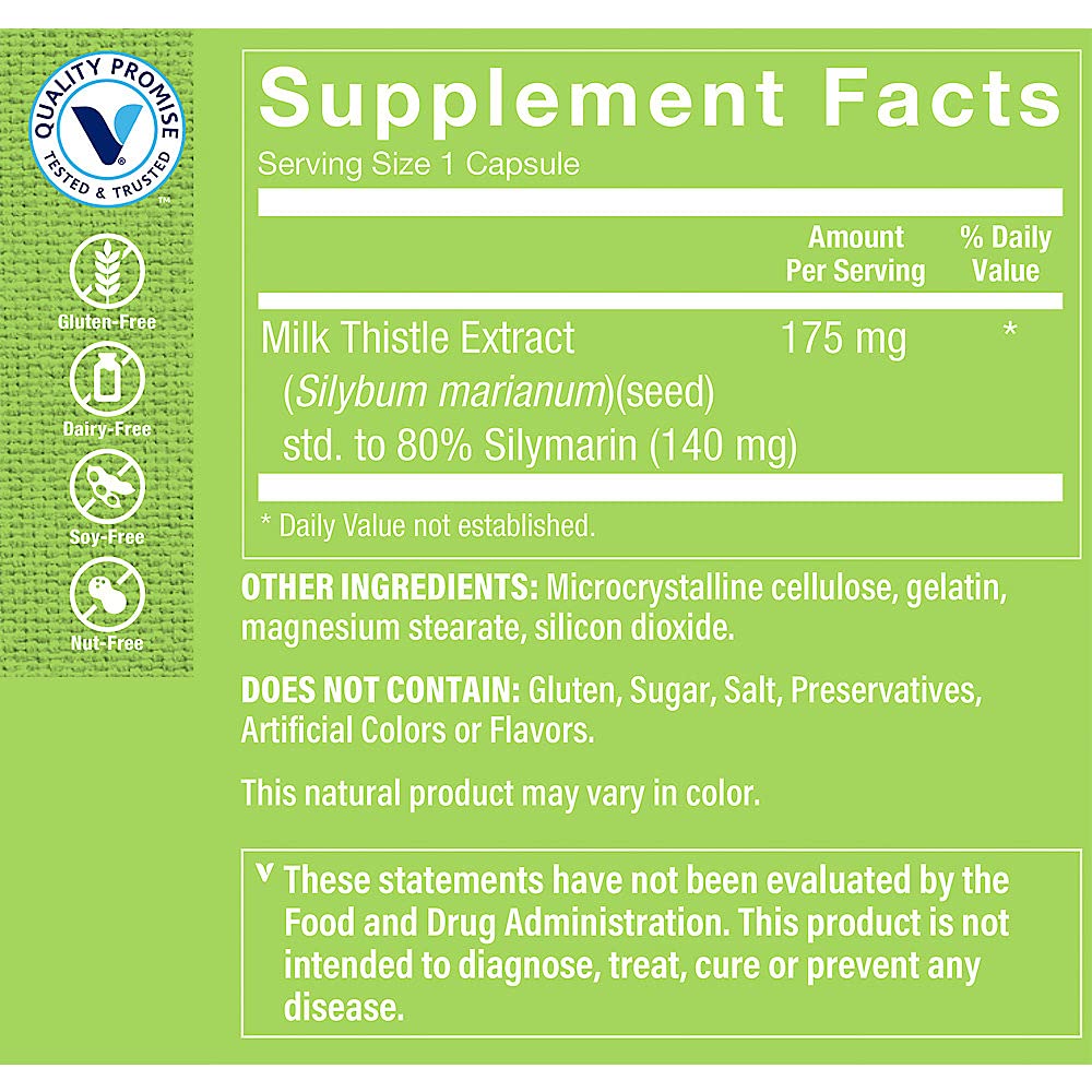 The Vitamin Shoppe Milk Thistle 175 mg Capsules, 300 Count - Liver Health Support, Detoxification & Antioxidant Protection