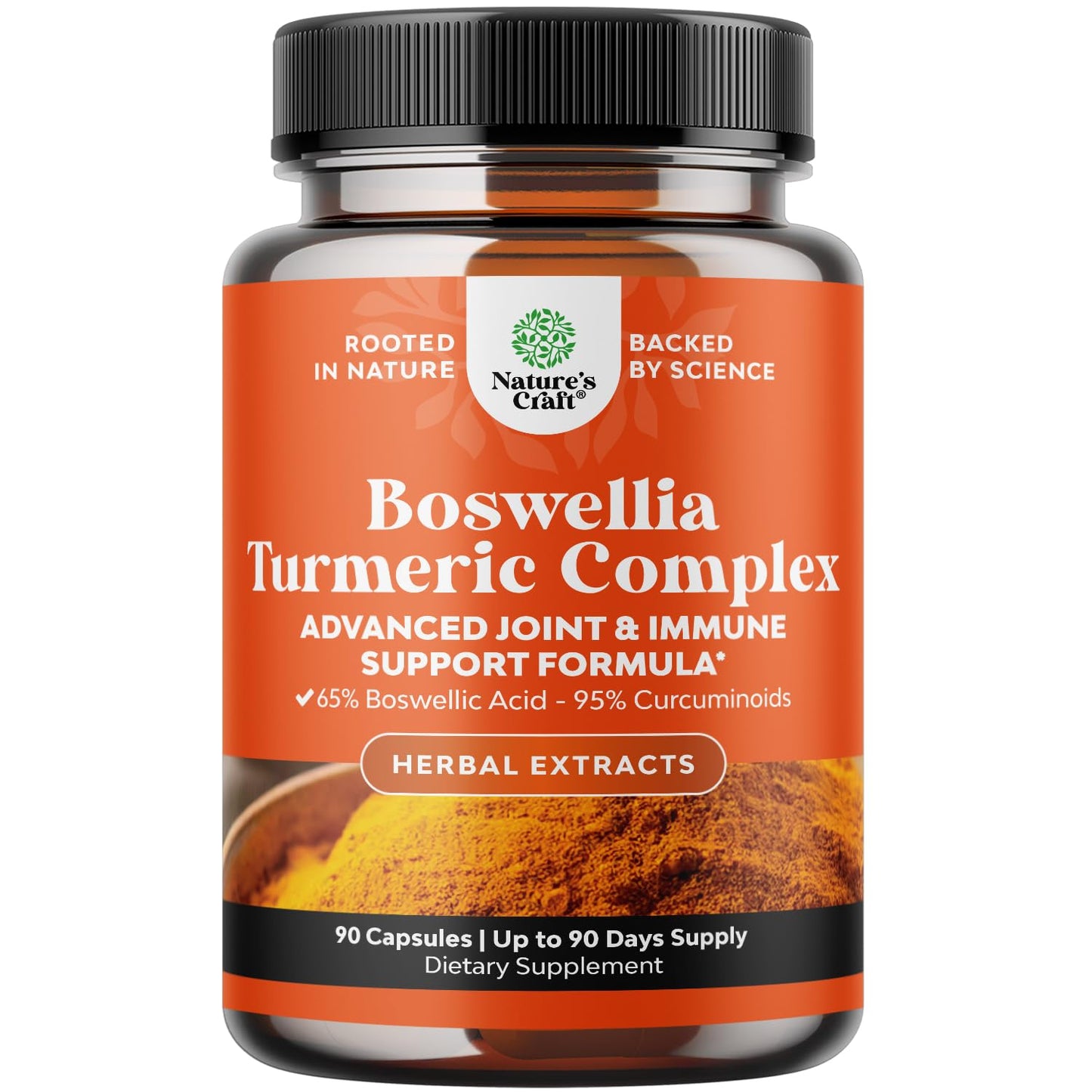 Natures Craft Boswellia Extract with Turmeric Capsules 500mg per Serving, 90 Count