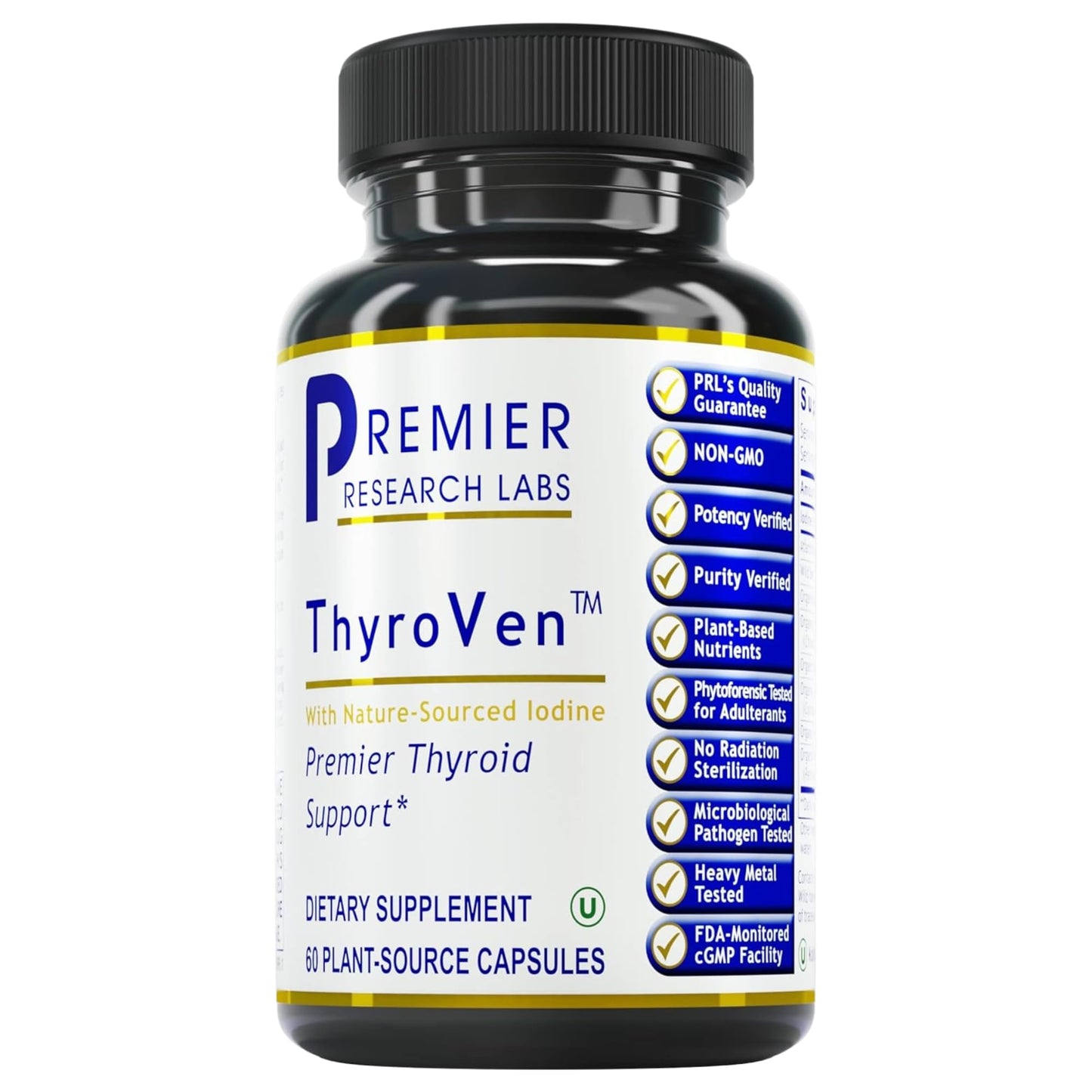 Premier Research Labs ThyroVen Thyroid Support Complex with Naturally-Sourced Iodine 60 Capsules