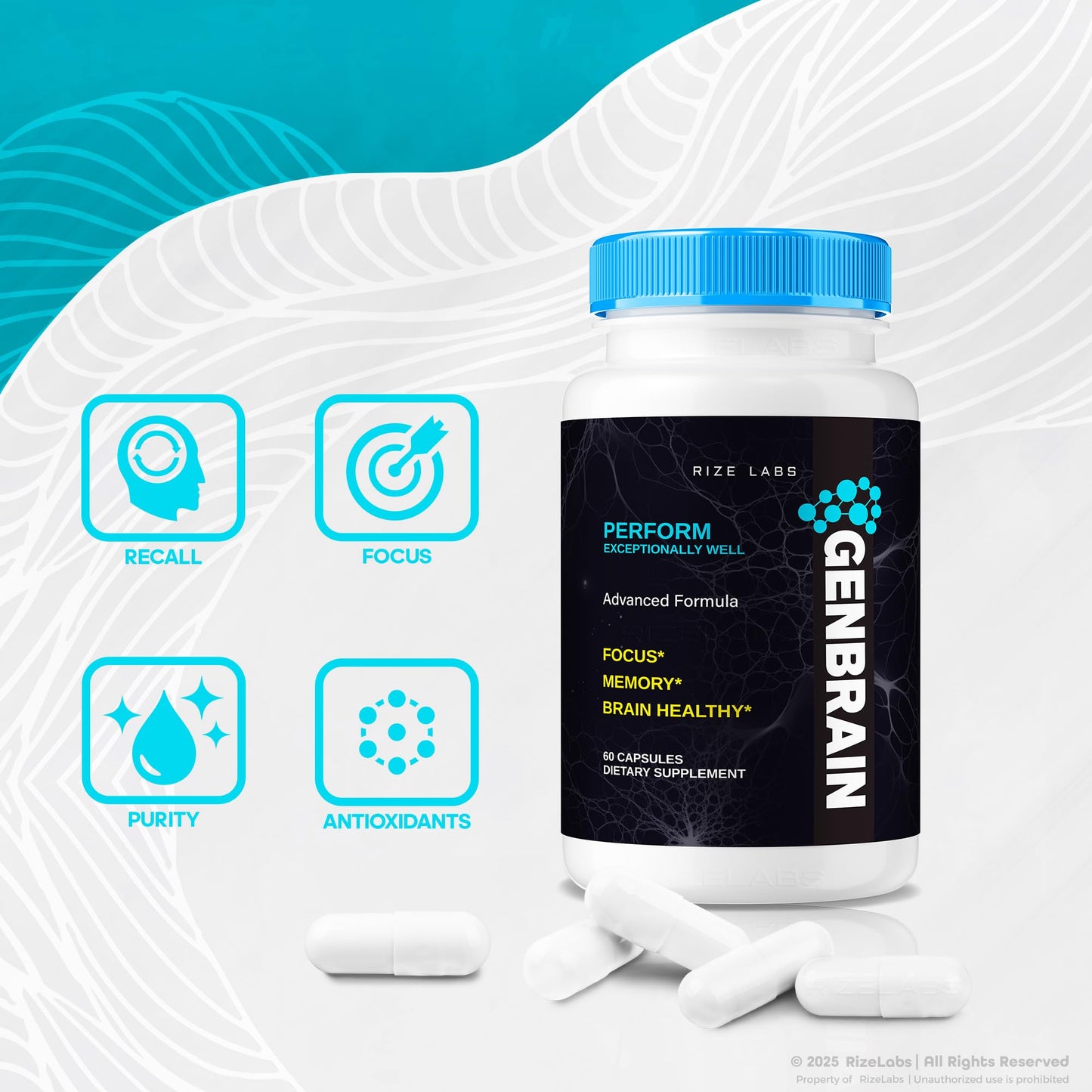 Rize Labs GenBrain Memory Supplement, 120 Capsules