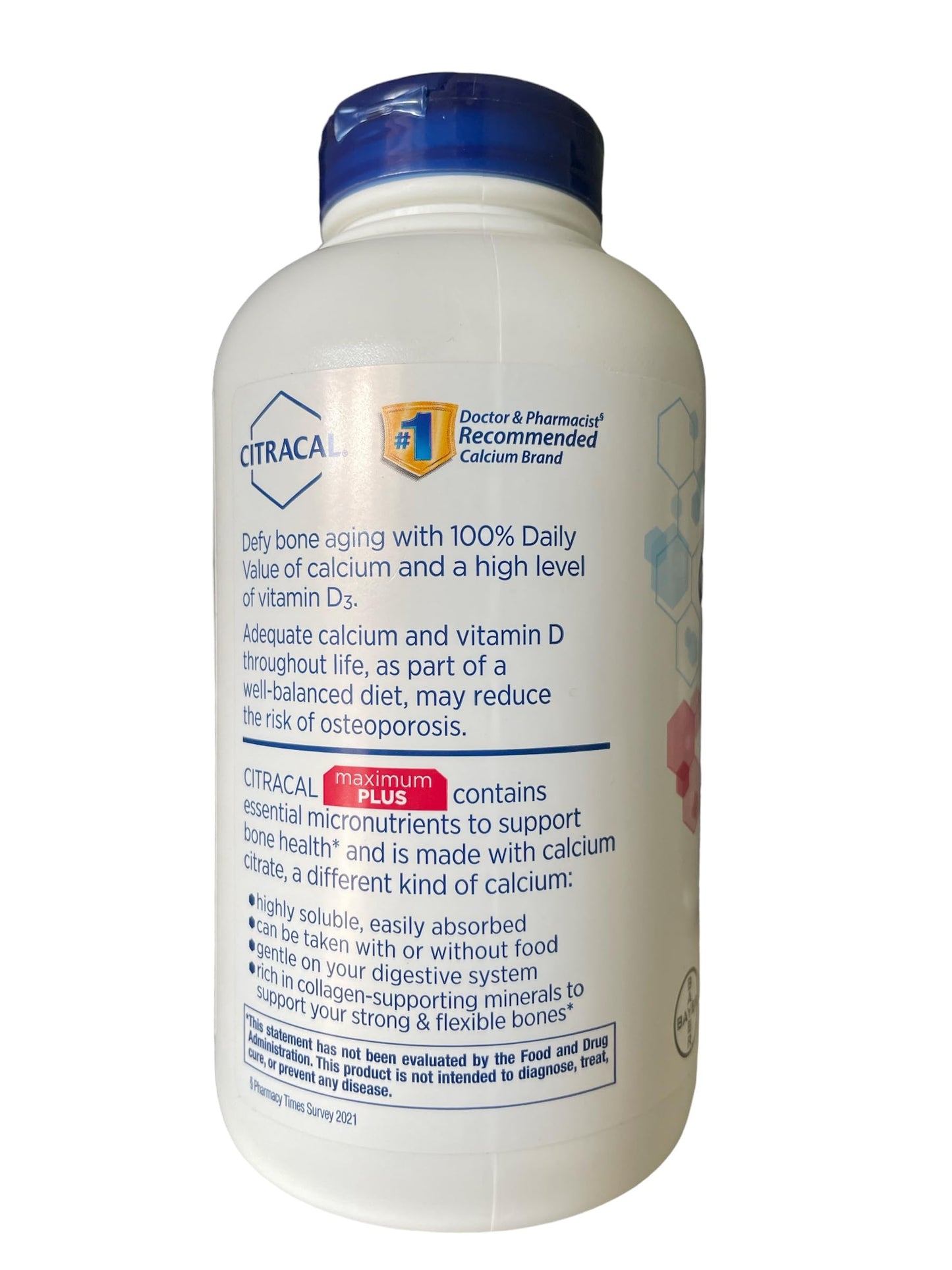 CITRACAL Calcium Citrate Caplets Maximum Plus with D3, 280 Count