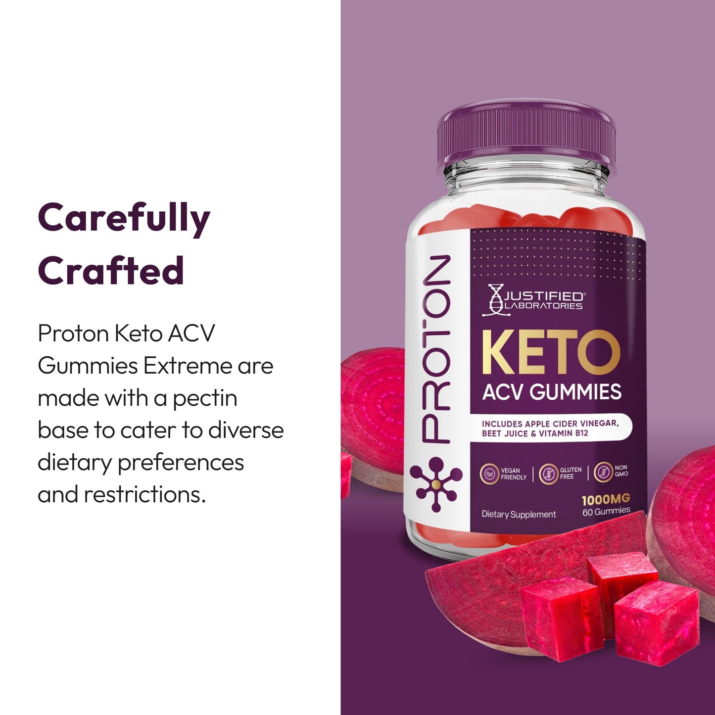 Justified Laboratories Proton Keto ACV Gummies Extreme (2000 mg), 300 Count