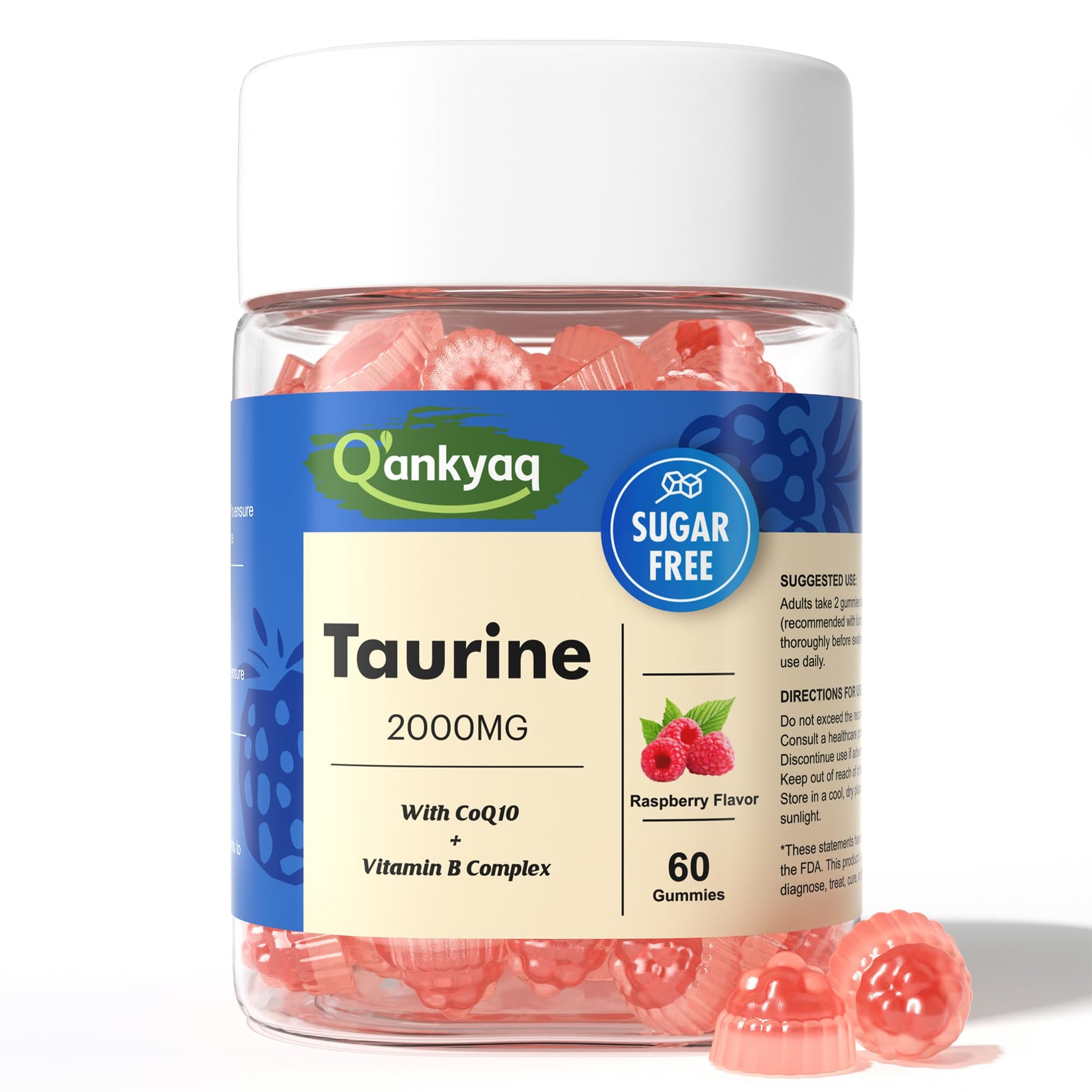 Q'ankyaq Taurine 2000mg Gummies with CoQ10 Sugar Free, 60 Count