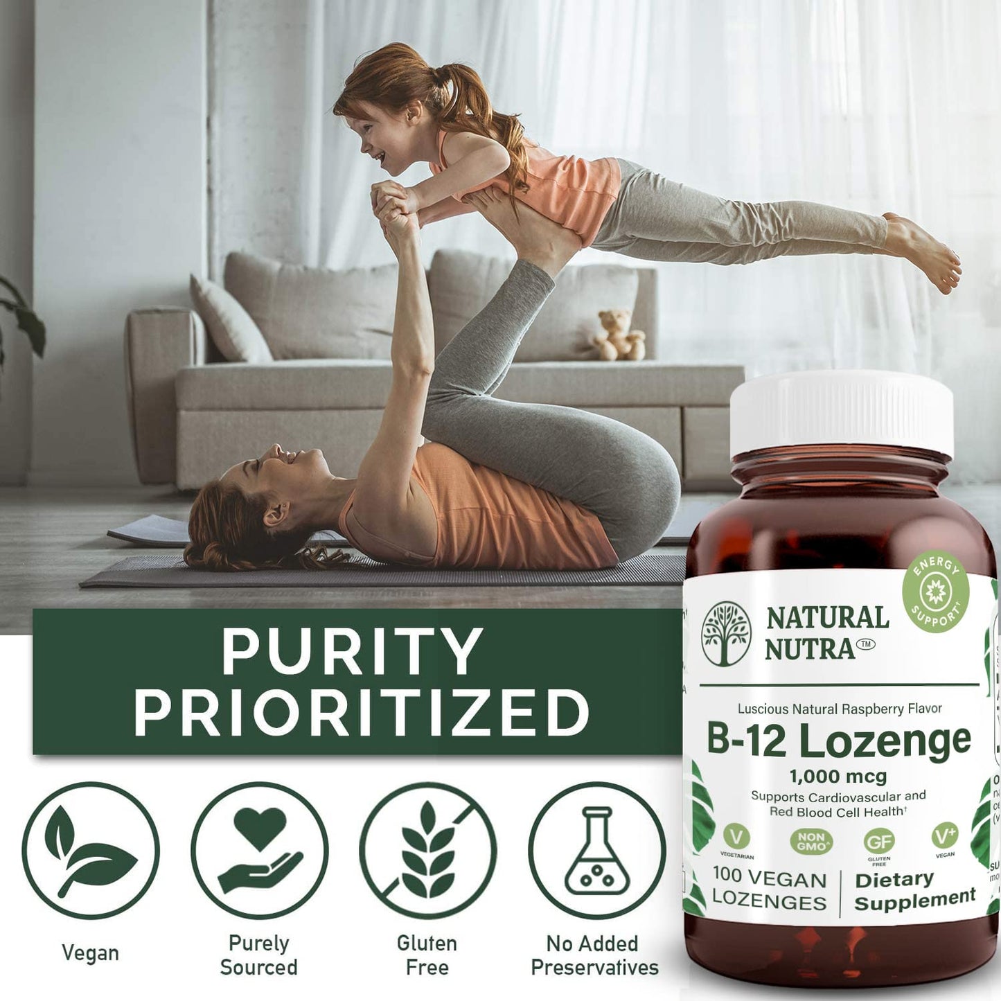 Natural Nutra Vitamin B12 Supplement Tablet, 100 Count