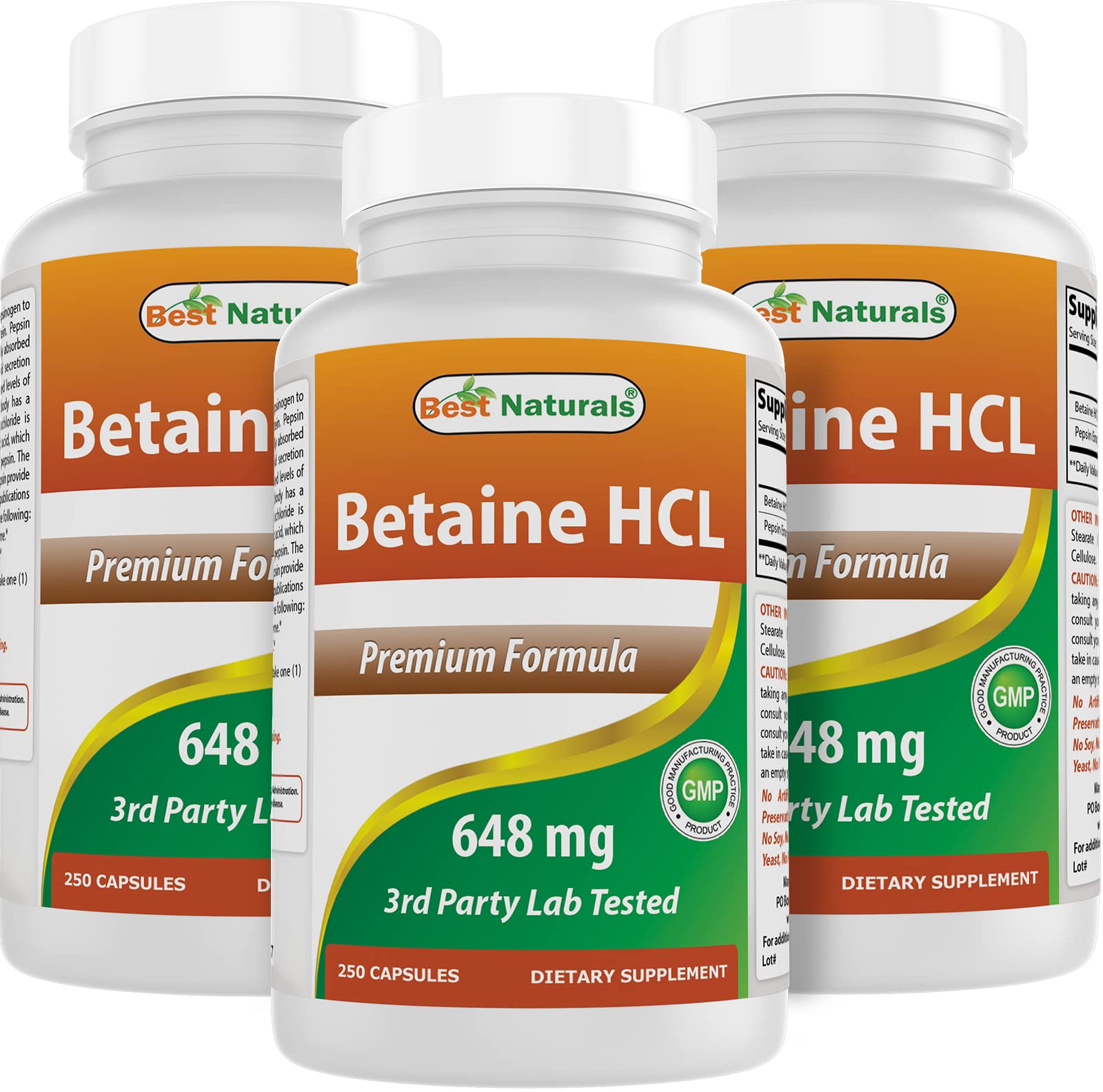 Best Naturals Betaine HCL 648 mg Capsules 750 Count