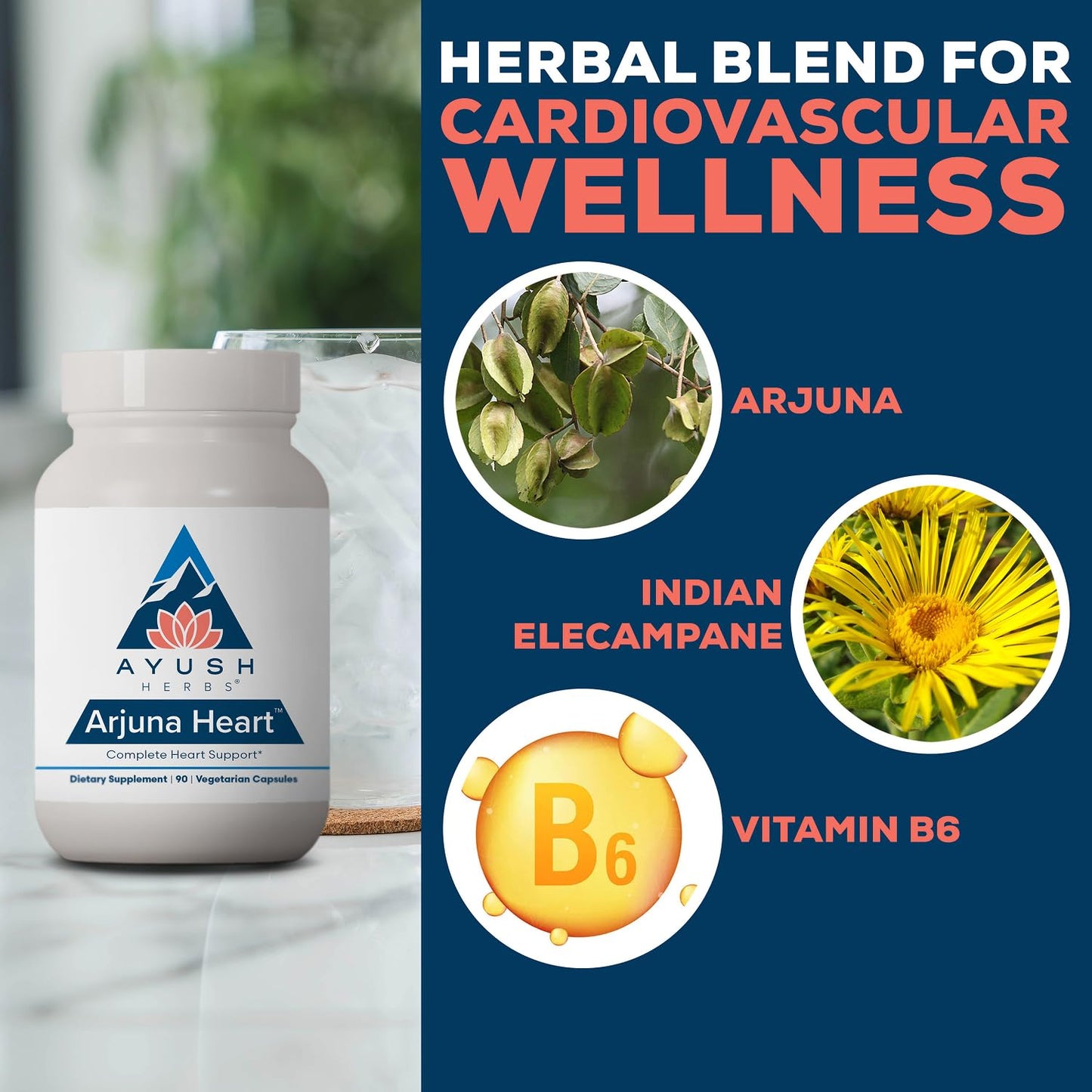 Ayush Herbs Arjuna Heart Capsules 90 Count