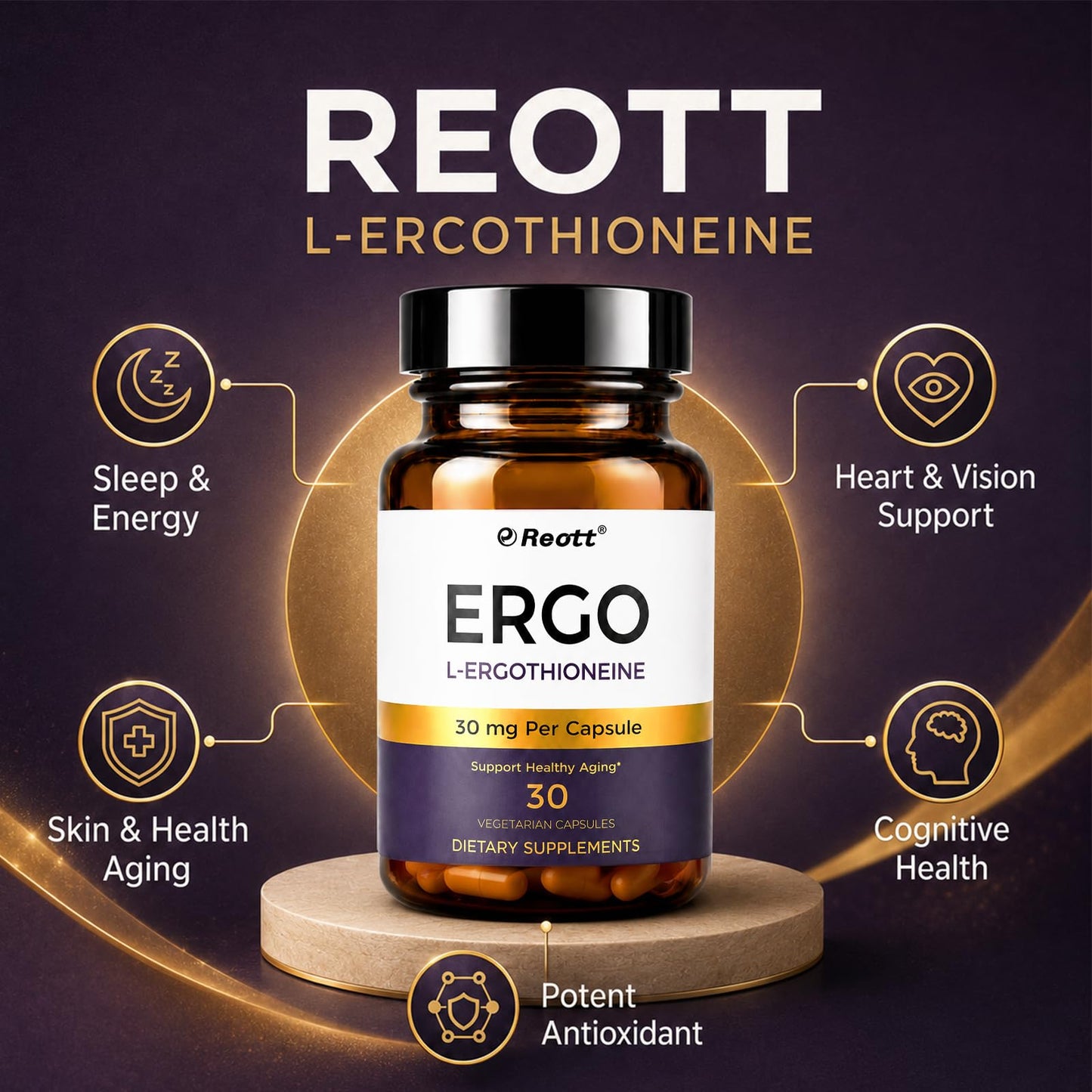REOTT Ergothioneine Capsules, 30 Count