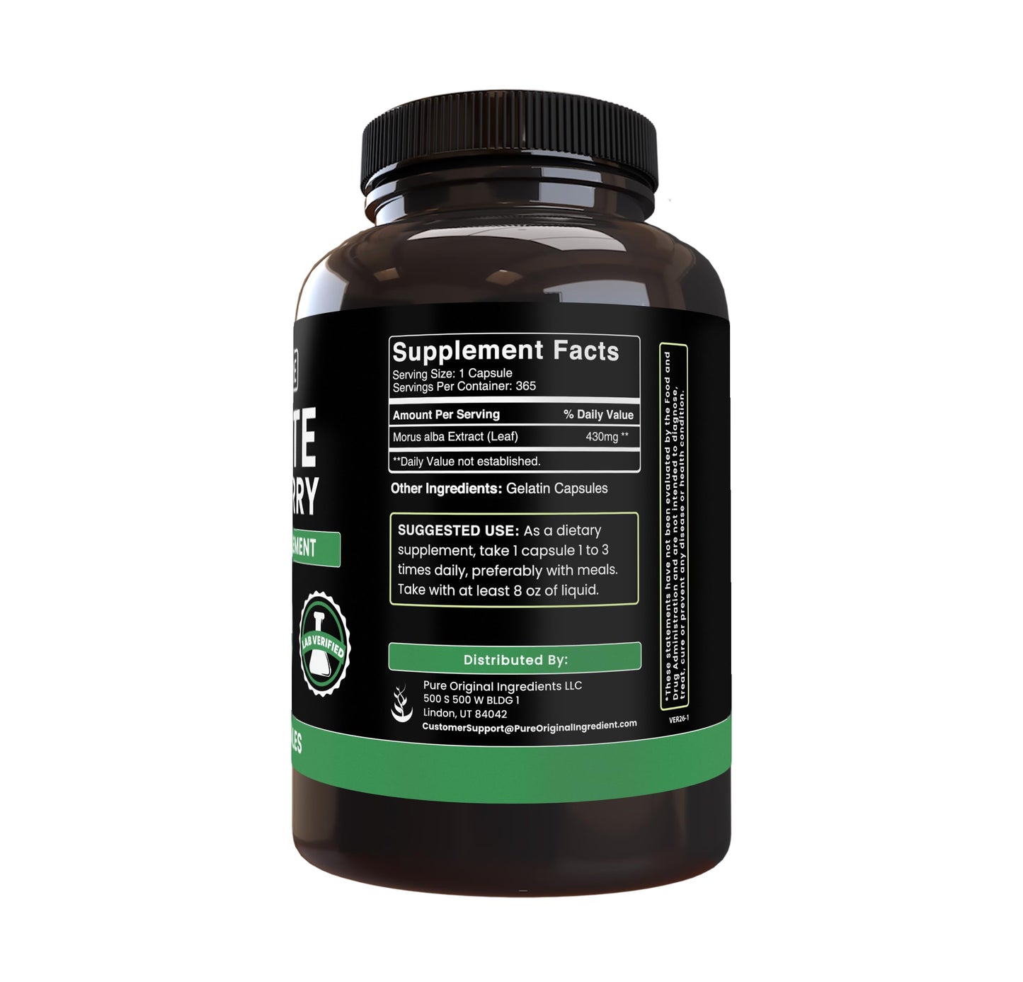 PURE ORIGINAL INGREDIENTS White Mulberry 365 Capsules