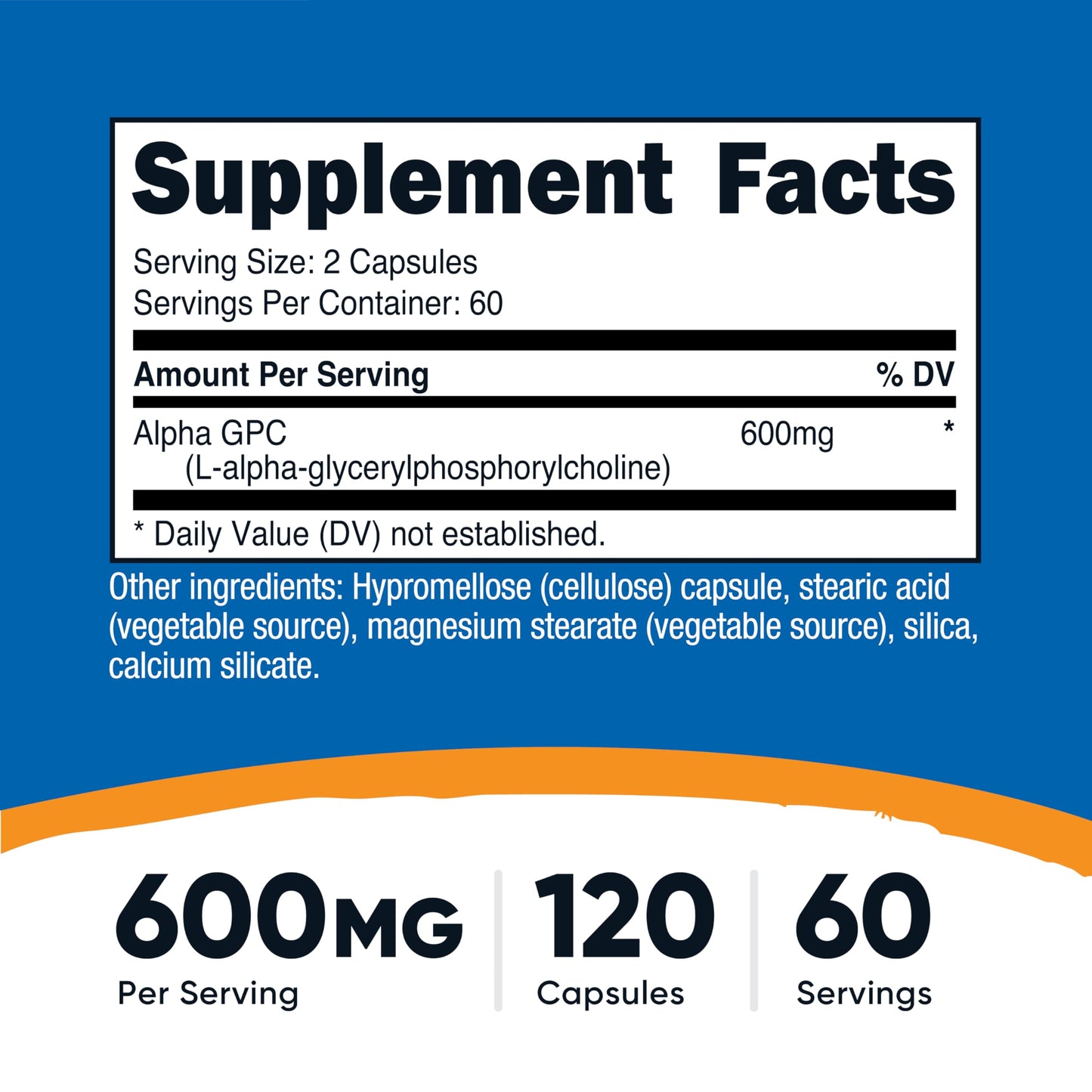 Nutricost Alpha GPC 600mg Capsules, 120 Count