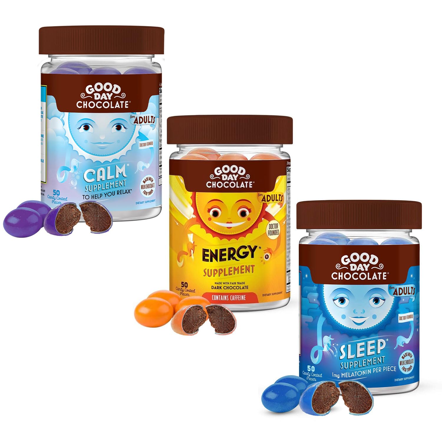 Good Day Chocolate Variety Pack Calm, Energy, Sleep Chewables 150 Count