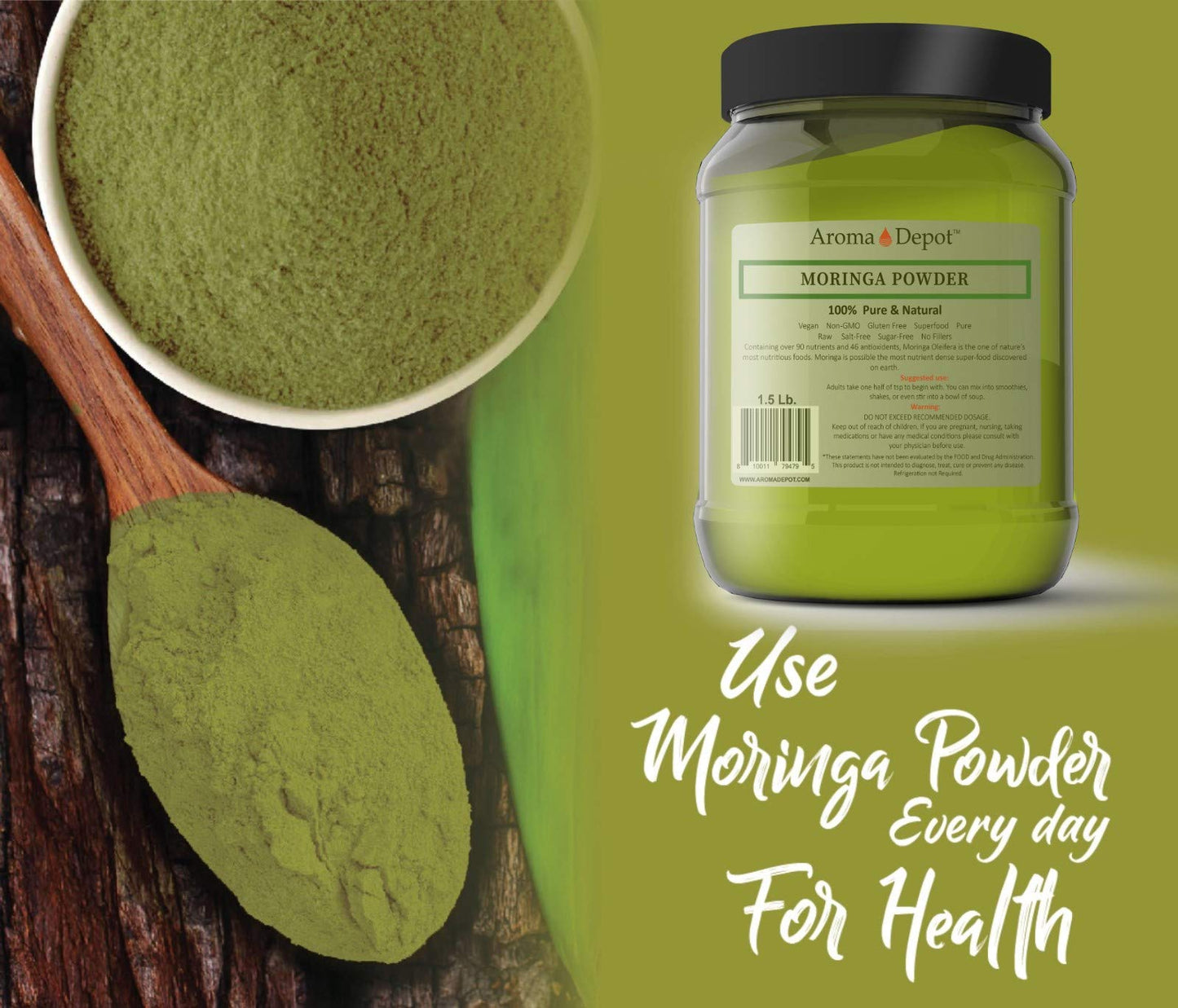 Aroma Depot Moringa Leaf Powder (Moringa Oleifera), 32 oz