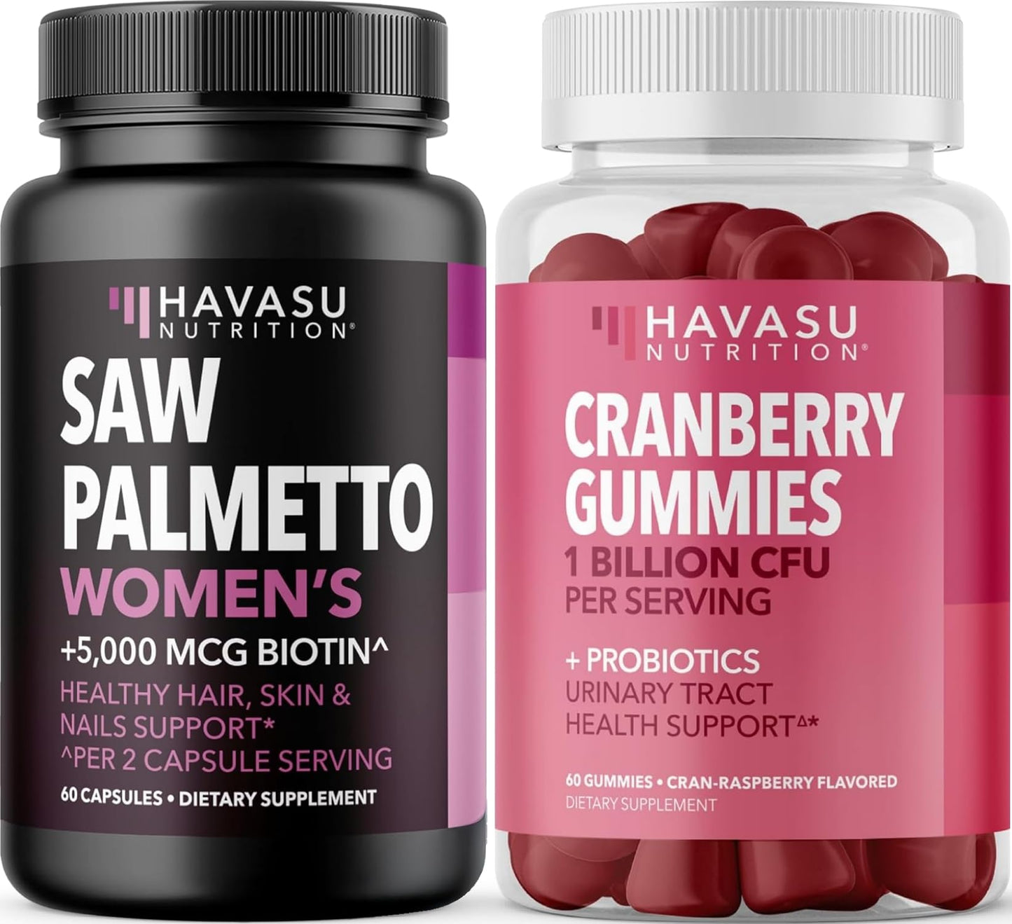 HAVASU NUTRITION Probiotic Cranberry Gummies for Women & Saw Palmetto Hair Complex 120 Count
