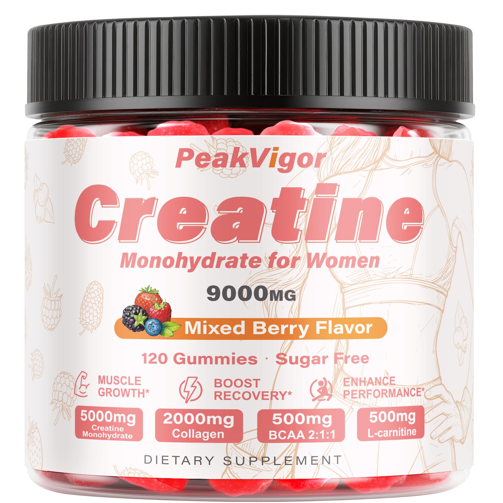 PeakVigor Organics 12-in-1 Creatine Monohydrate Gummies 120 Gummies