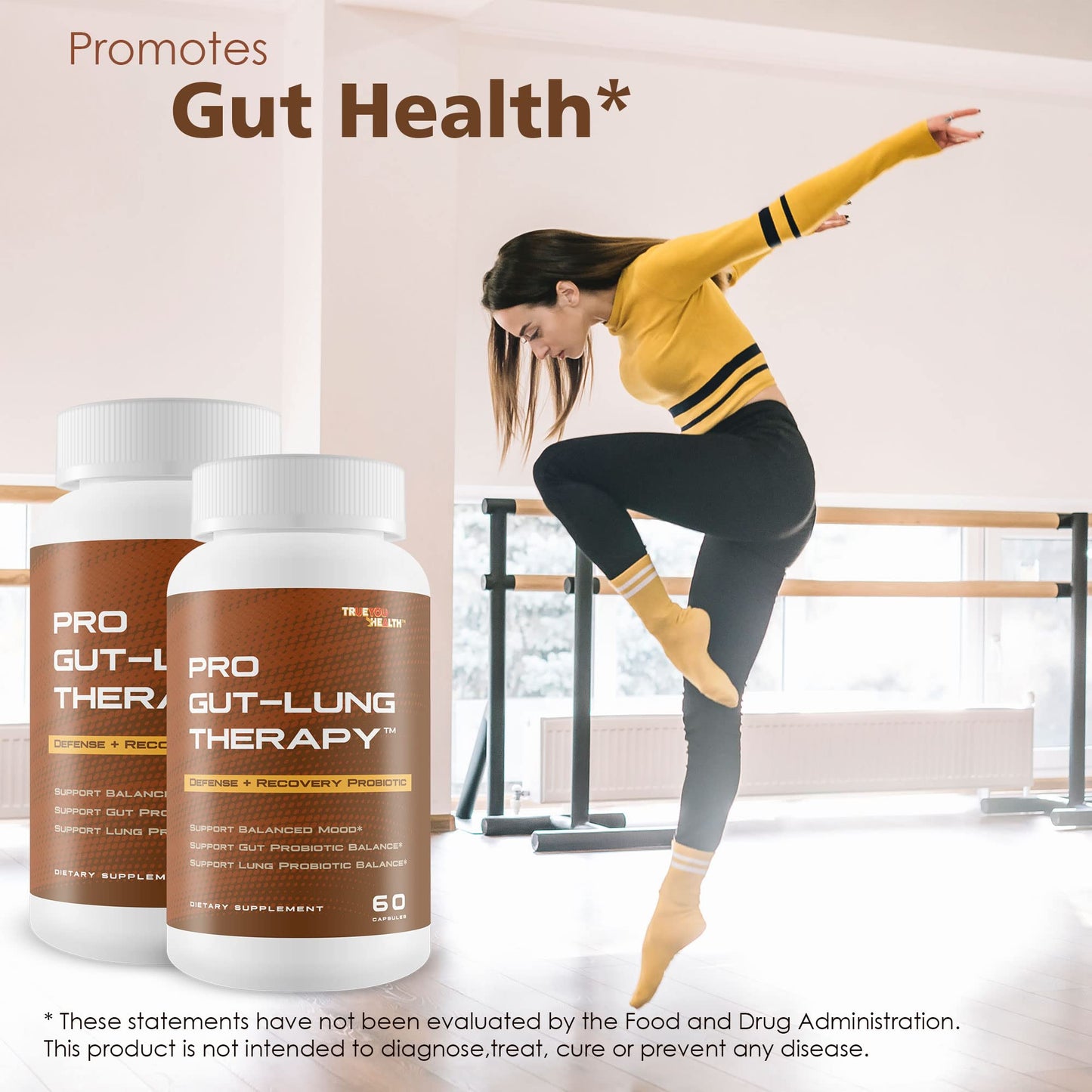 True You Health Pro Gut-Lung Therapy Probiotic Mood Support - Defense + Recovery Probiotic - Support Balanced Mood - Support Gut Probiotic Balance - Support Lung Probiotic Balance - Overall Health Support Capsule, 1 Count