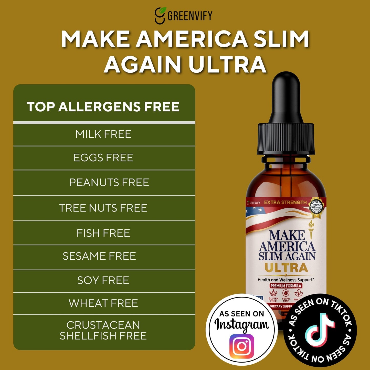 GREENVIFY Make America Slim Again Ultra Extra Strength Dietary Supplement, 60 Capsules