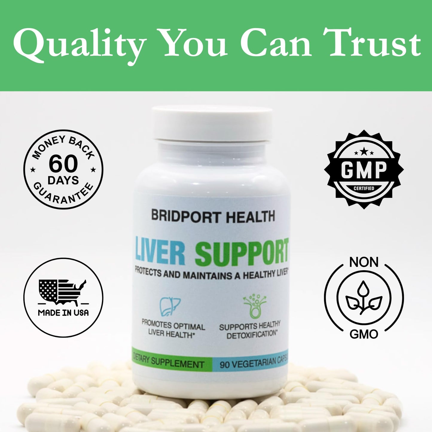Bridport Health Liver Support Supplement with Milk Thistle, Probiotics & Turmeric - 90 Capsules