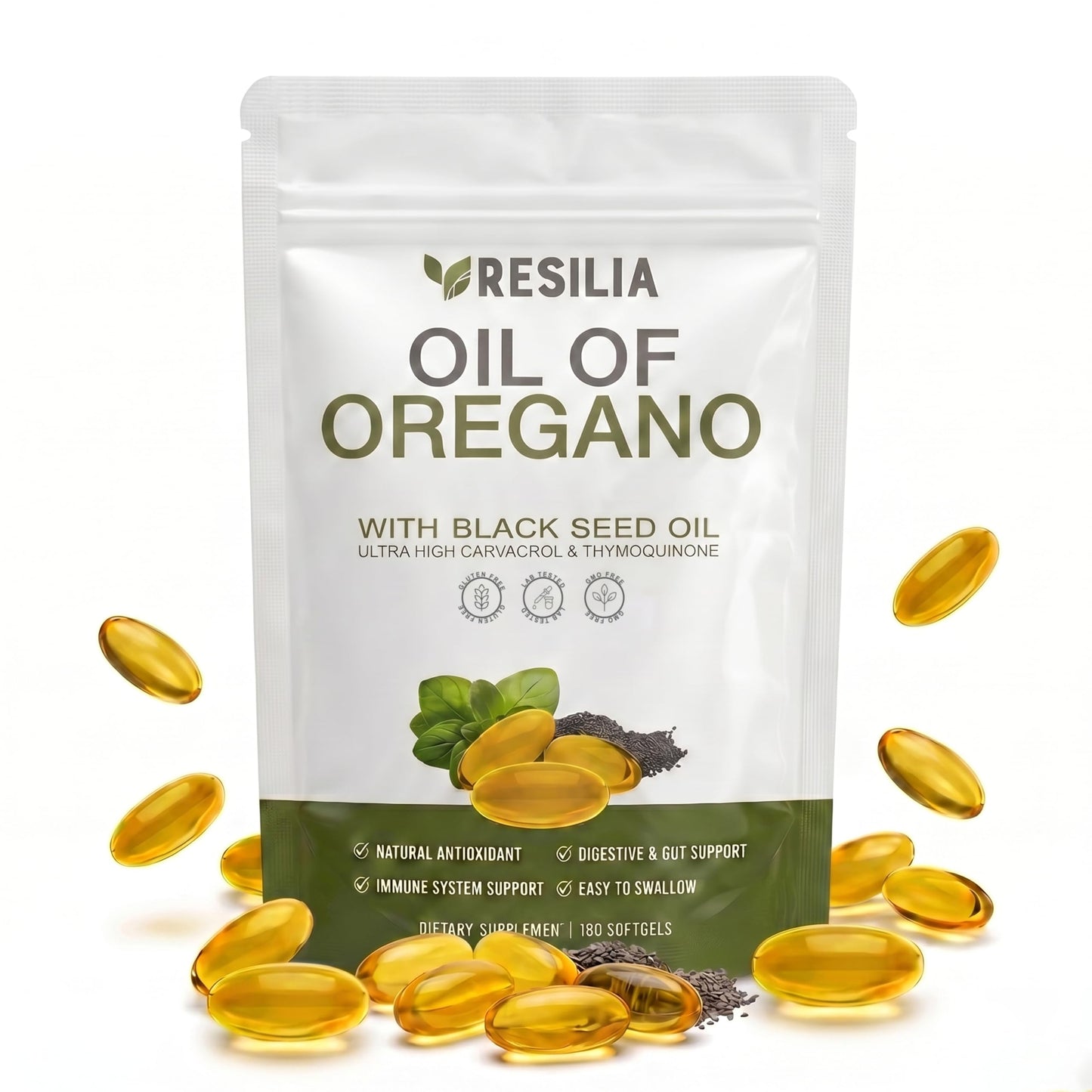 Resilia Oil Of Oregano Oregano Oil Capsules 180 Count