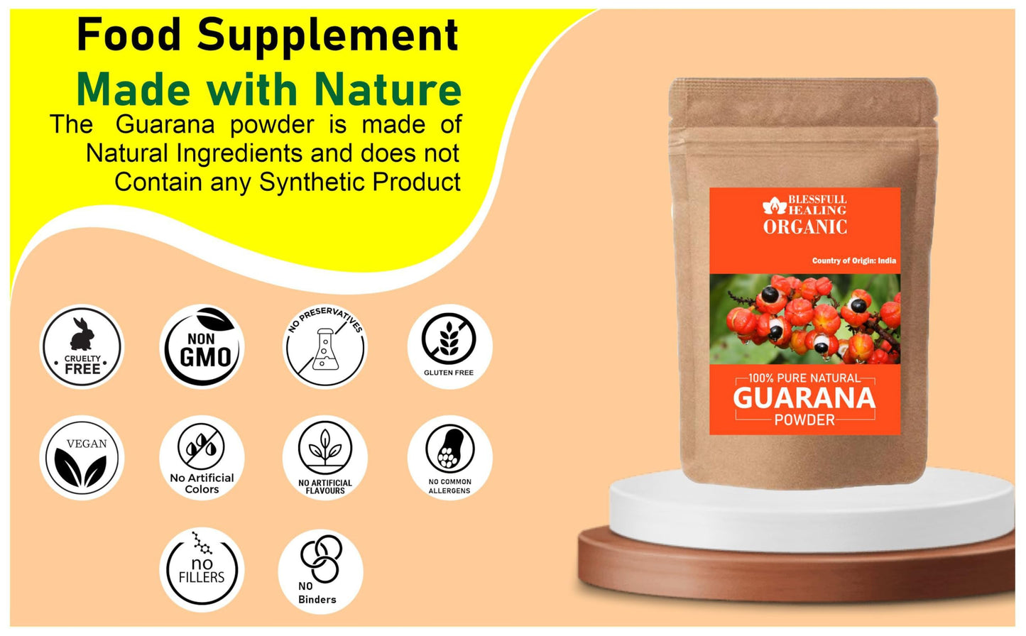 Blessfull Healing Organic Guarana Powder, 3.53 oz