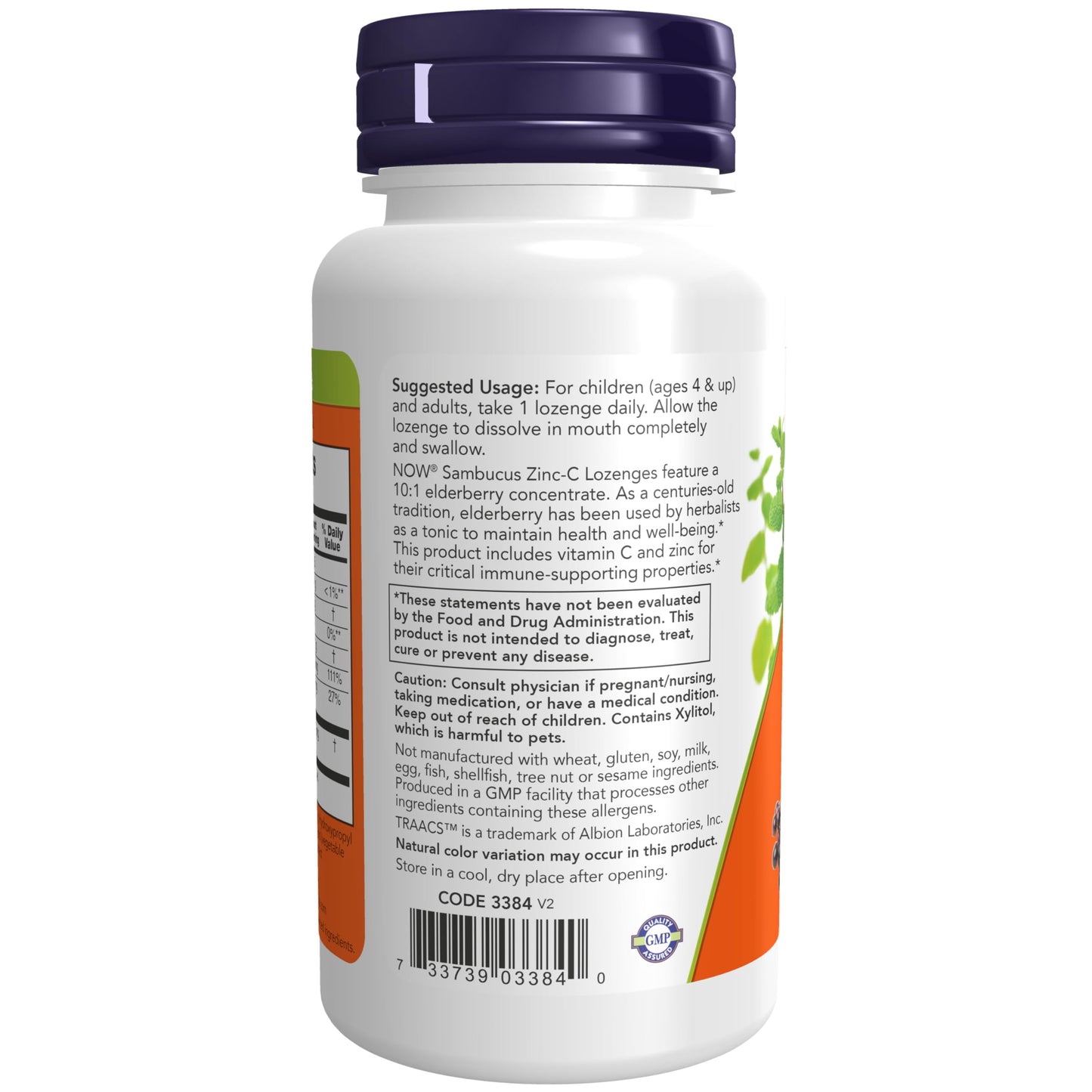 NOW Foods Sambucus Zinc-C with Elderberry Concentrate and Vitamin C 60 Tablets