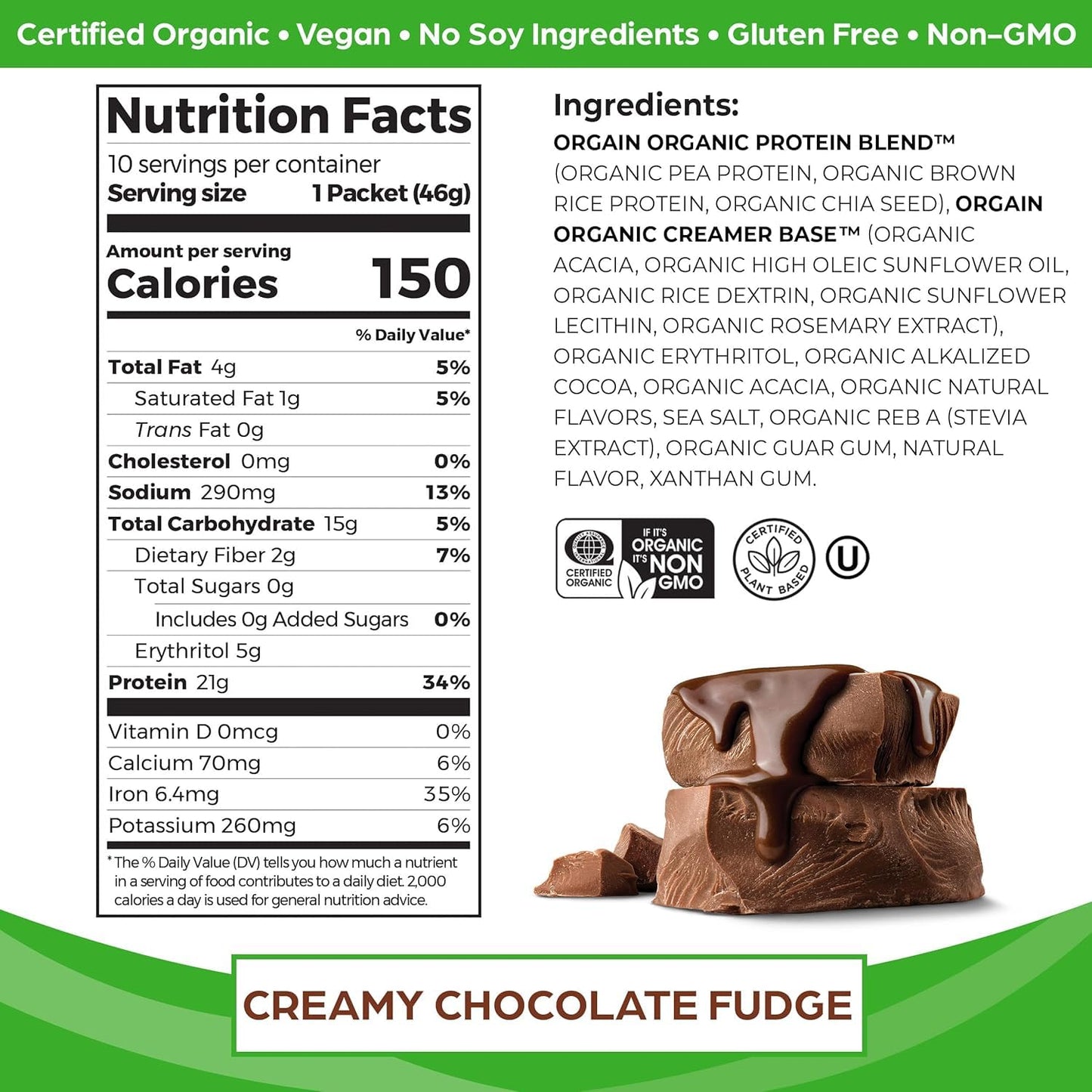 Orgain Organic Vegan Protein Powder Travel Packs Vanilla Bean and Chocolate Fudge, 20 Packets