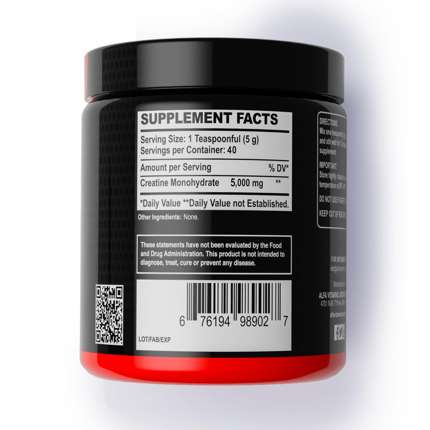 ALFA VITAMINS Alfa Sports Creatine Powder Formula 7.05 Ounce