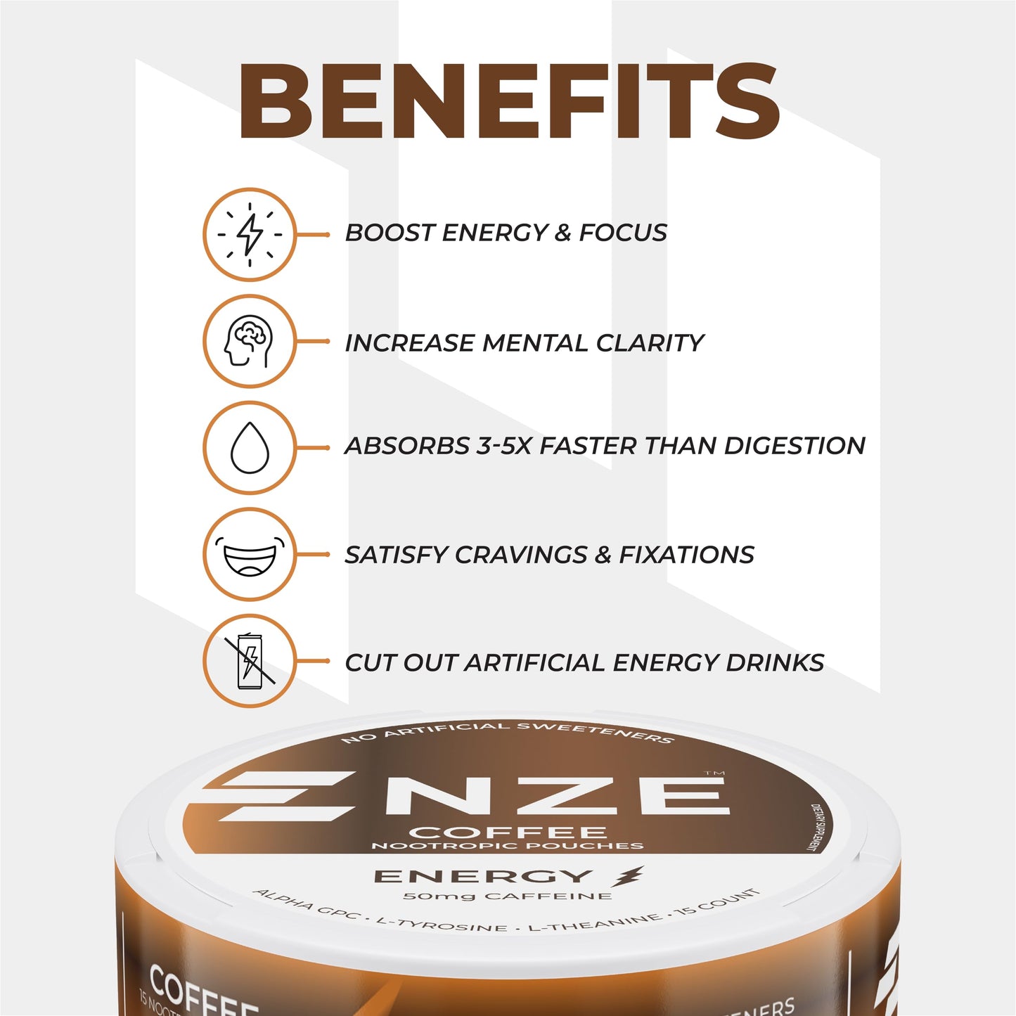 NZE Caffeine Nootropic Caplets, 5 Caplets