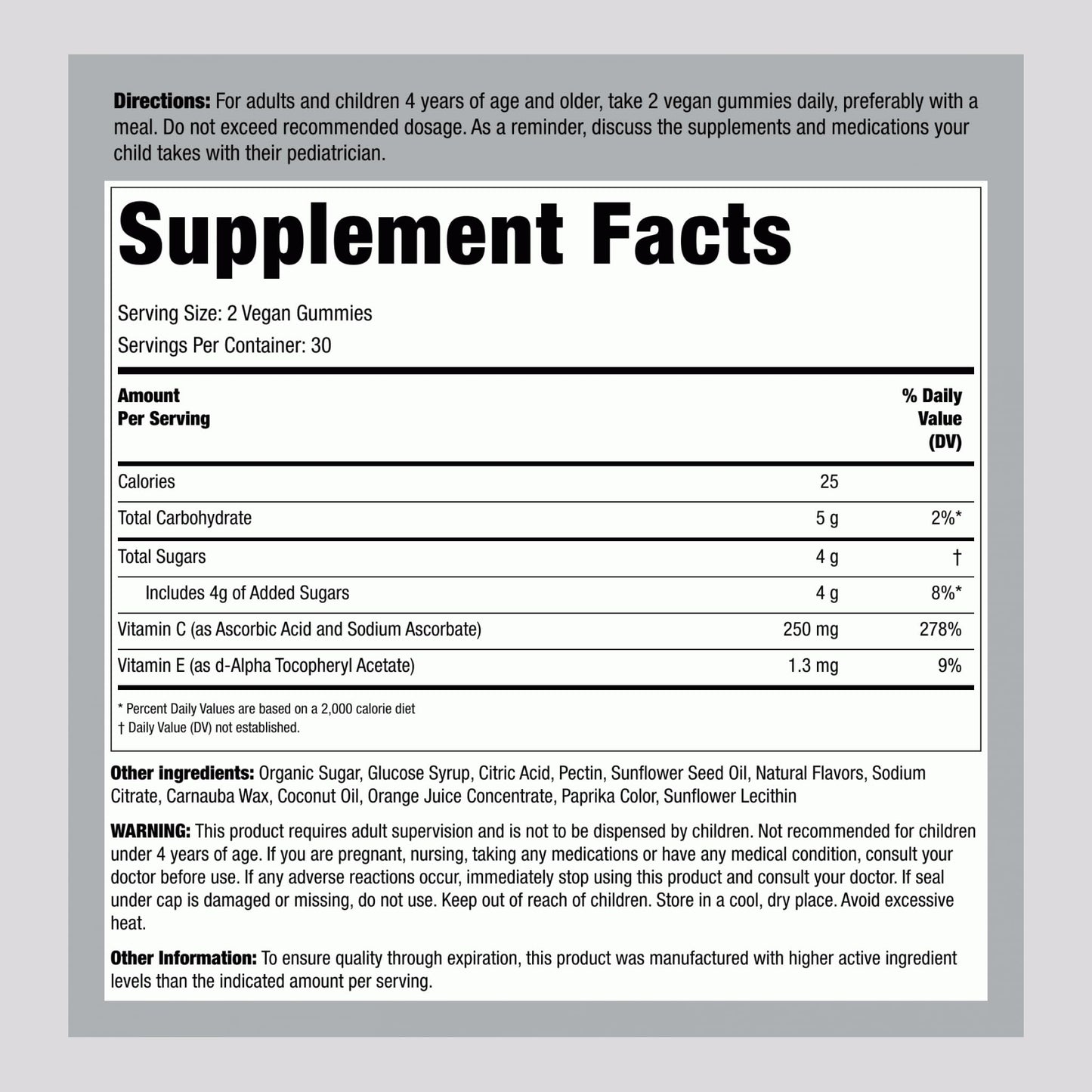 Piping Rock Vitamin C Gummies 60 Count