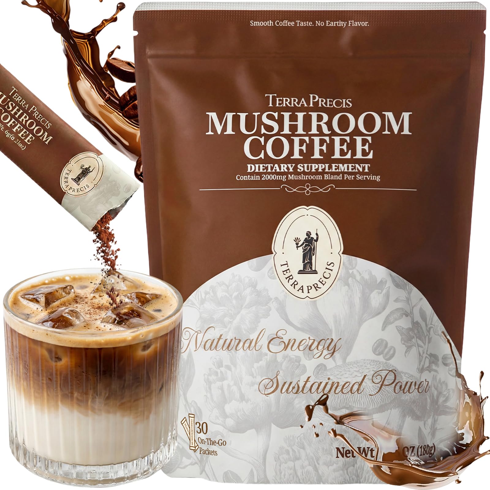 TerraPrecis Mushroom Coffee Instant Powder, 6.35 oz