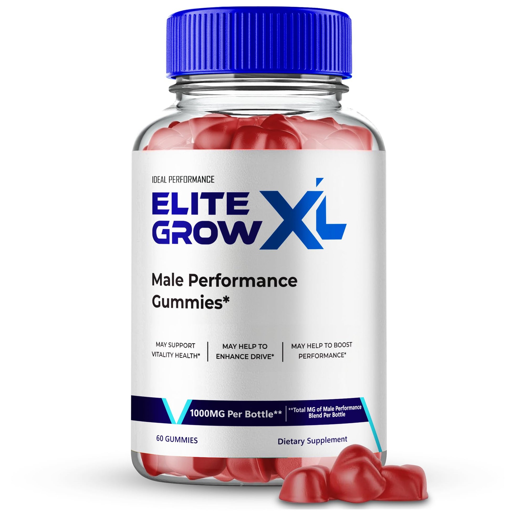 IDEAL PERFORMANCE Elite Grow XL Gummies – Maximum Strength Performance Supplement for Men, All-Natural Gummies to Support Stamina, Endurance and Energy, 60 Gummies