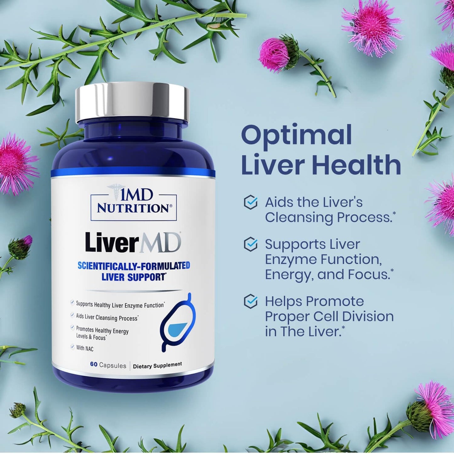 1MD Nutrition LiverMD Liver Support Supplement Capsules 60
