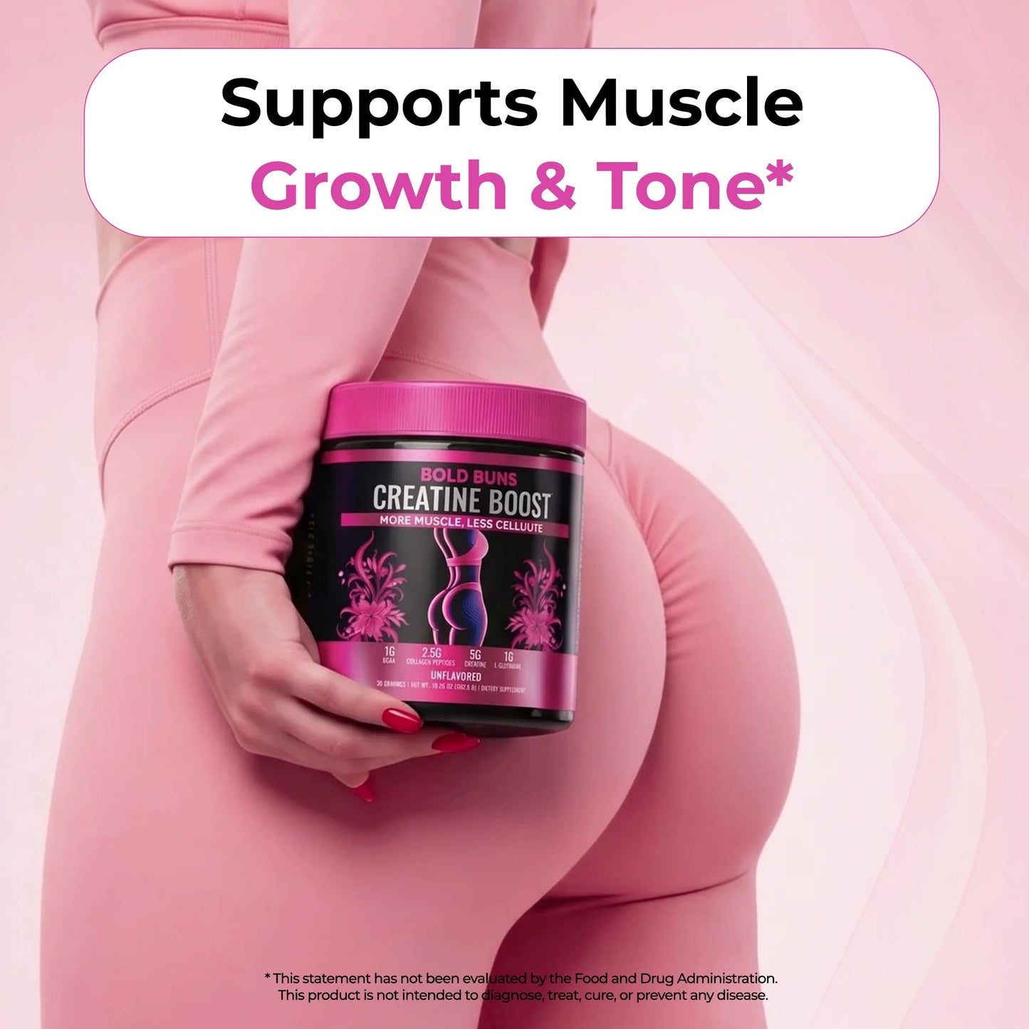 Bold Buns Creatine for Women – Supplement with Collagen & BCAA Powder, 12.7 Ounce