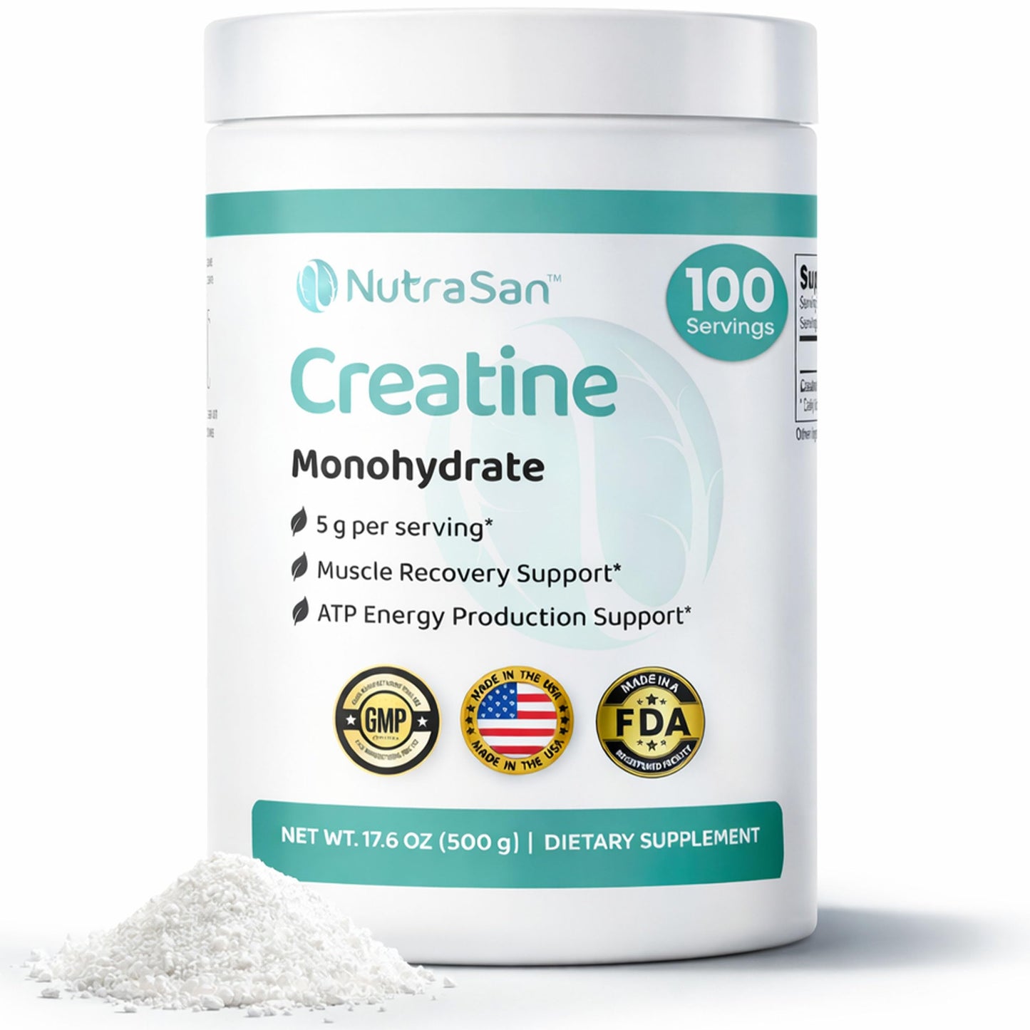 NUTRASAN Pure Creatine Monohydrate Powder 17.6 oz